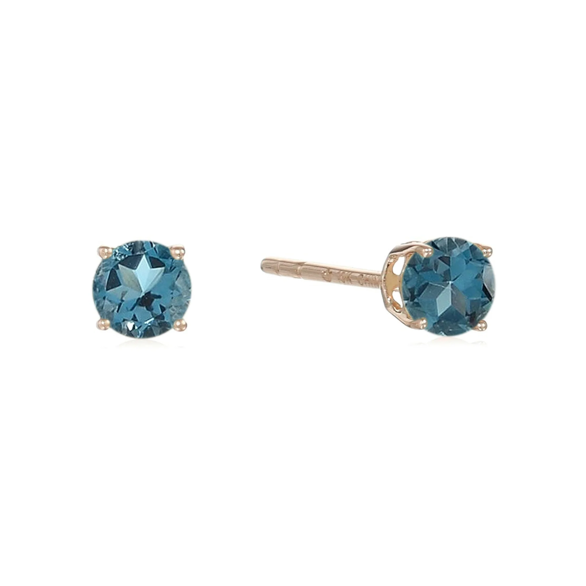 Gilded Lane 10K Gold 4mm Round Gemstone Stud Earrings - Image 3