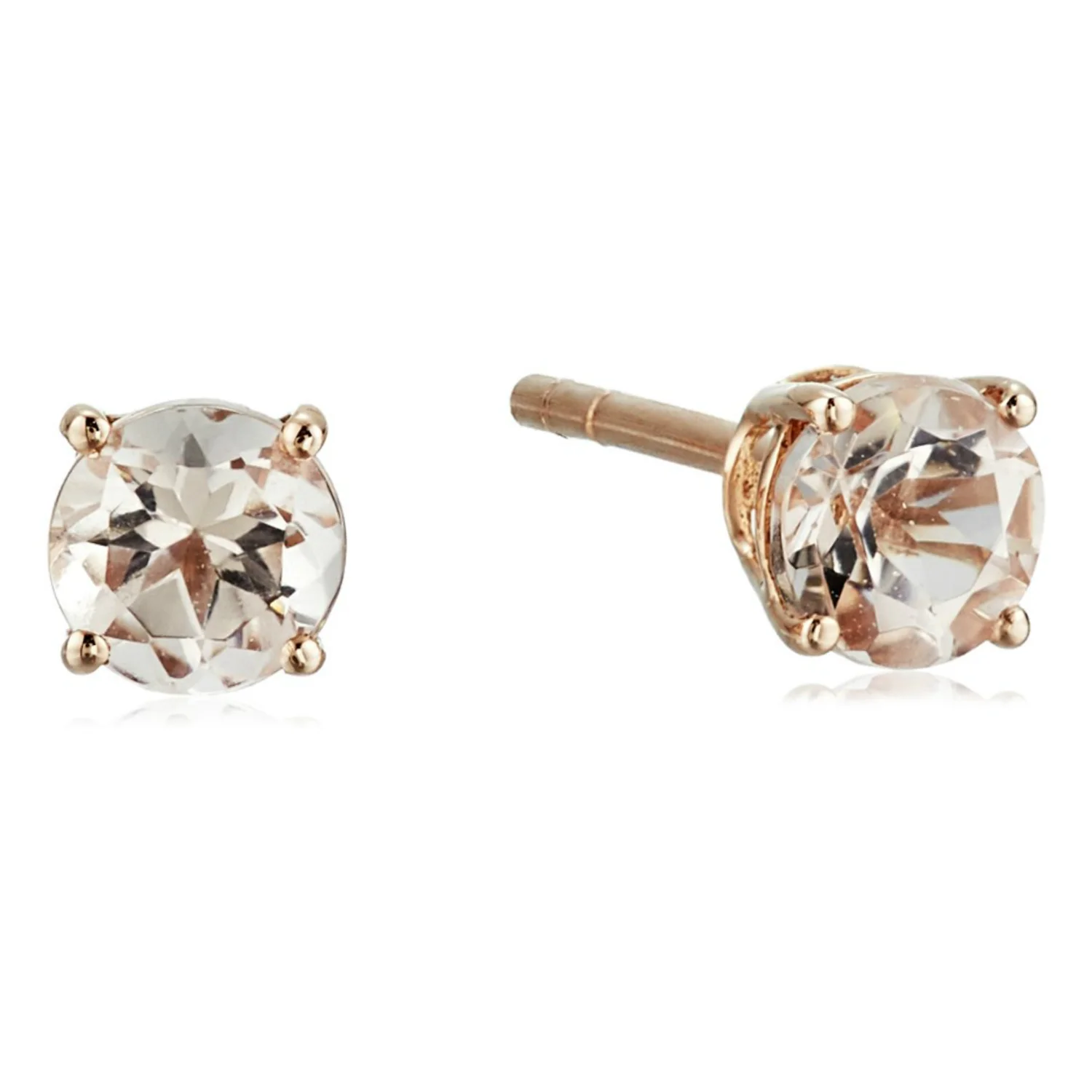 Gilded Lane 10K Gold 4mm Round Gemstone Stud Earrings - Image 4