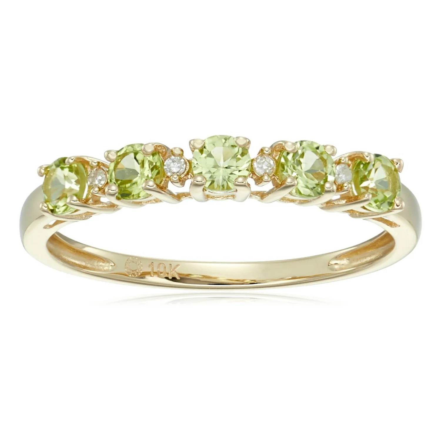 Gilded Lane 10K Gold 5-Stone Gem & Diamond Accent Band Ring - Image 10