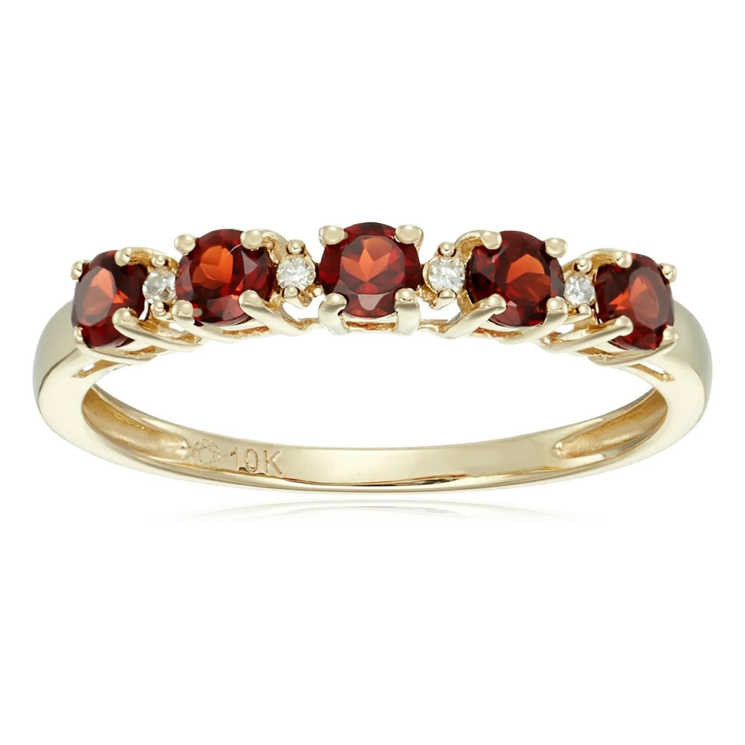 Gilded Lane 10K Gold 5-Stone Gem & Diamond Accent Band Ring - Image 11