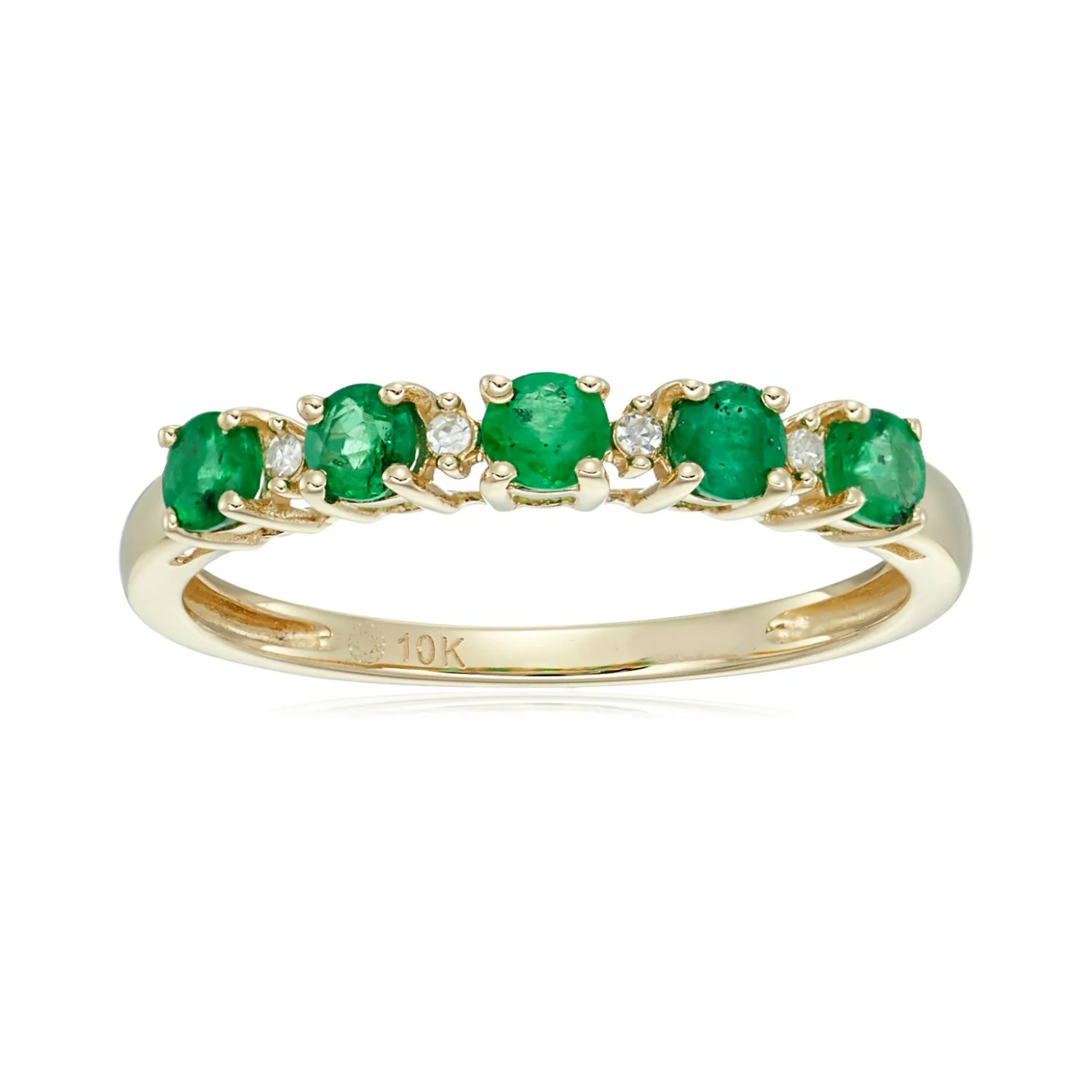 Gilded Lane 10K Gold 5-Stone Gem & Diamond Accent Band Ring - Image 12