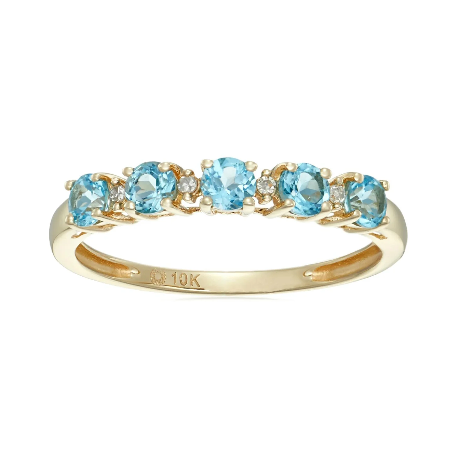 Gilded Lane 10K Gold 5-Stone Gem & Diamond Accent Band Ring - Image 13