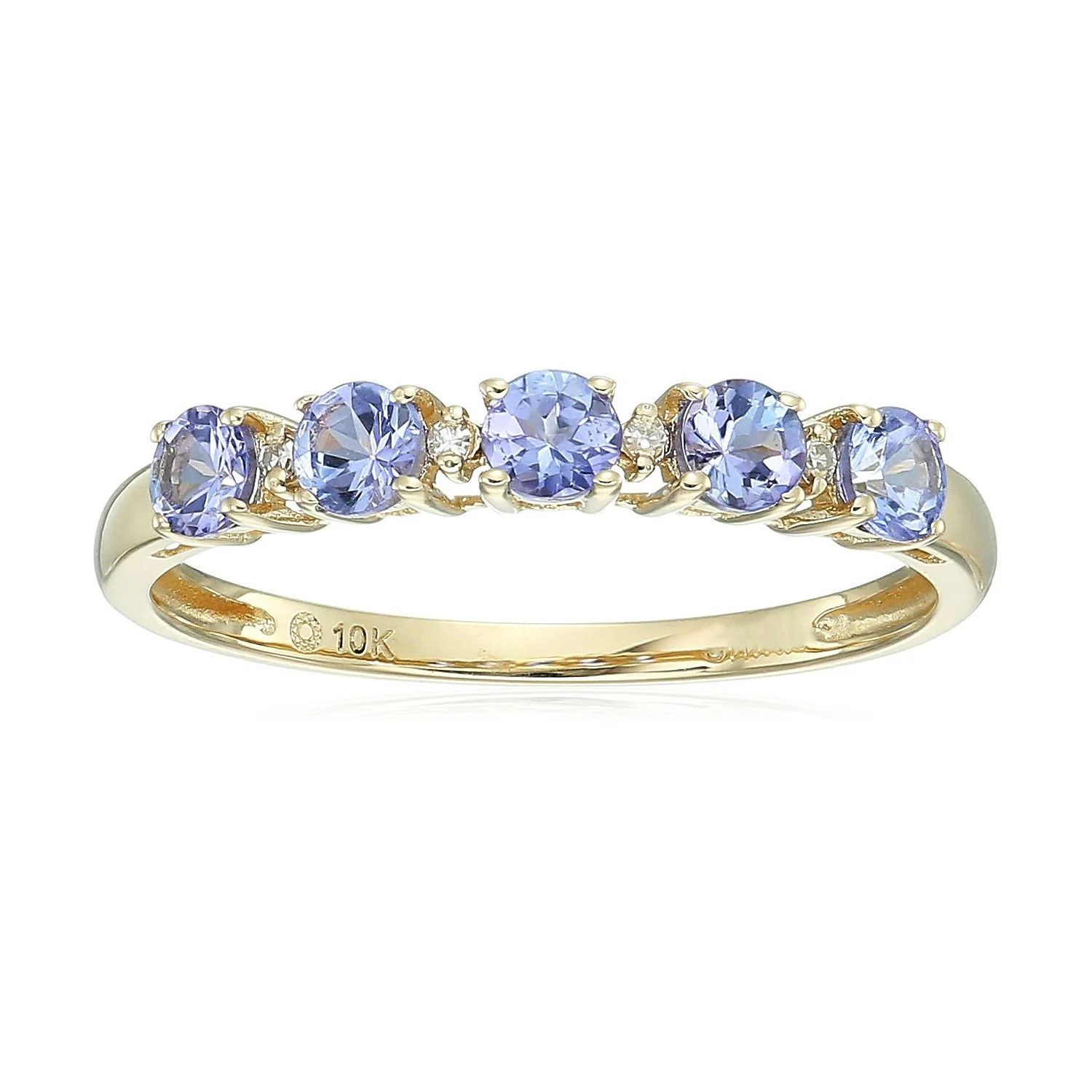 Gilded Lane 10K Gold 5-Stone Gem & Diamond Accent Band Ring - Image 14