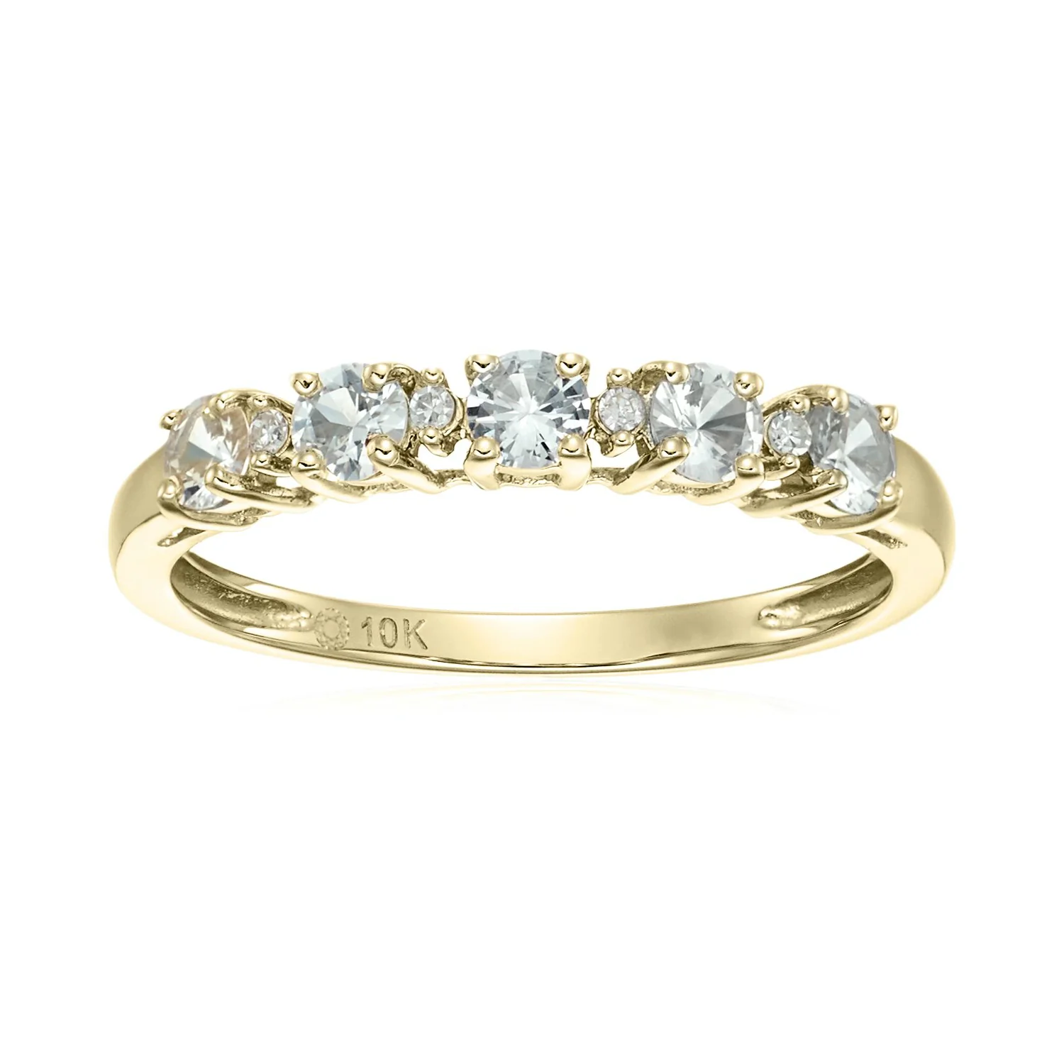 Gilded Lane 10K Gold 5-Stone Gem & Diamond Accent Band Ring - Image 15
