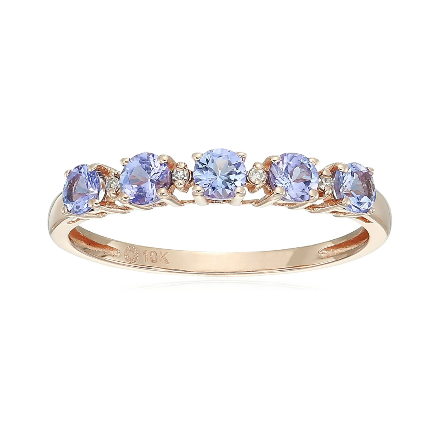 Gilded Lane 10K Gold 5-Stone Gem & Diamond Accent Band Ring - Image 17