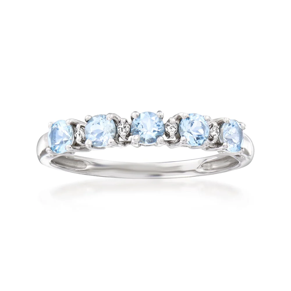 Gilded Lane 10K Gold 5-Stone Gem & Diamond Accent Band Ring - Image 18