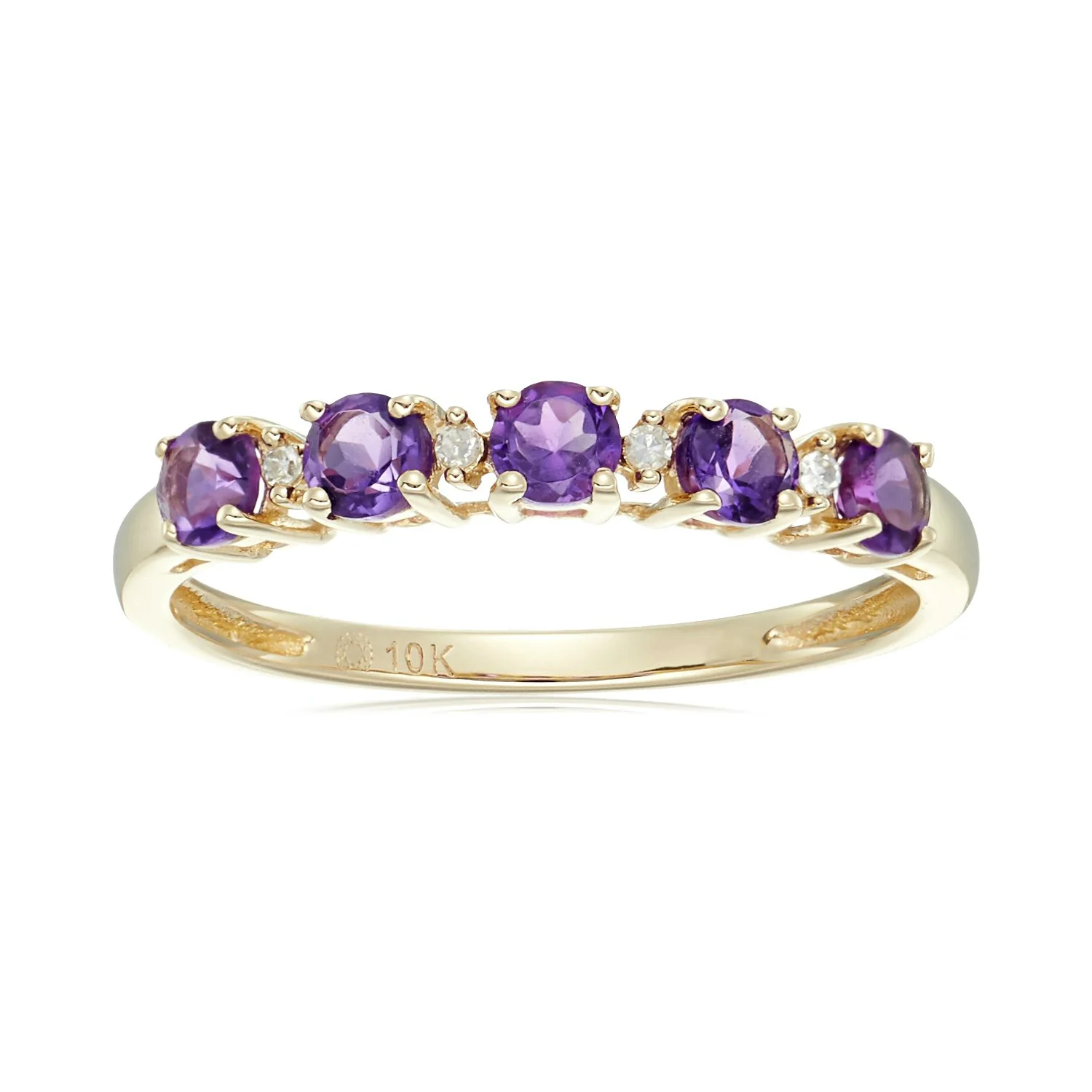 Gilded Lane 10K Gold 5-Stone Gem & Diamond Accent Band Ring - Image 19