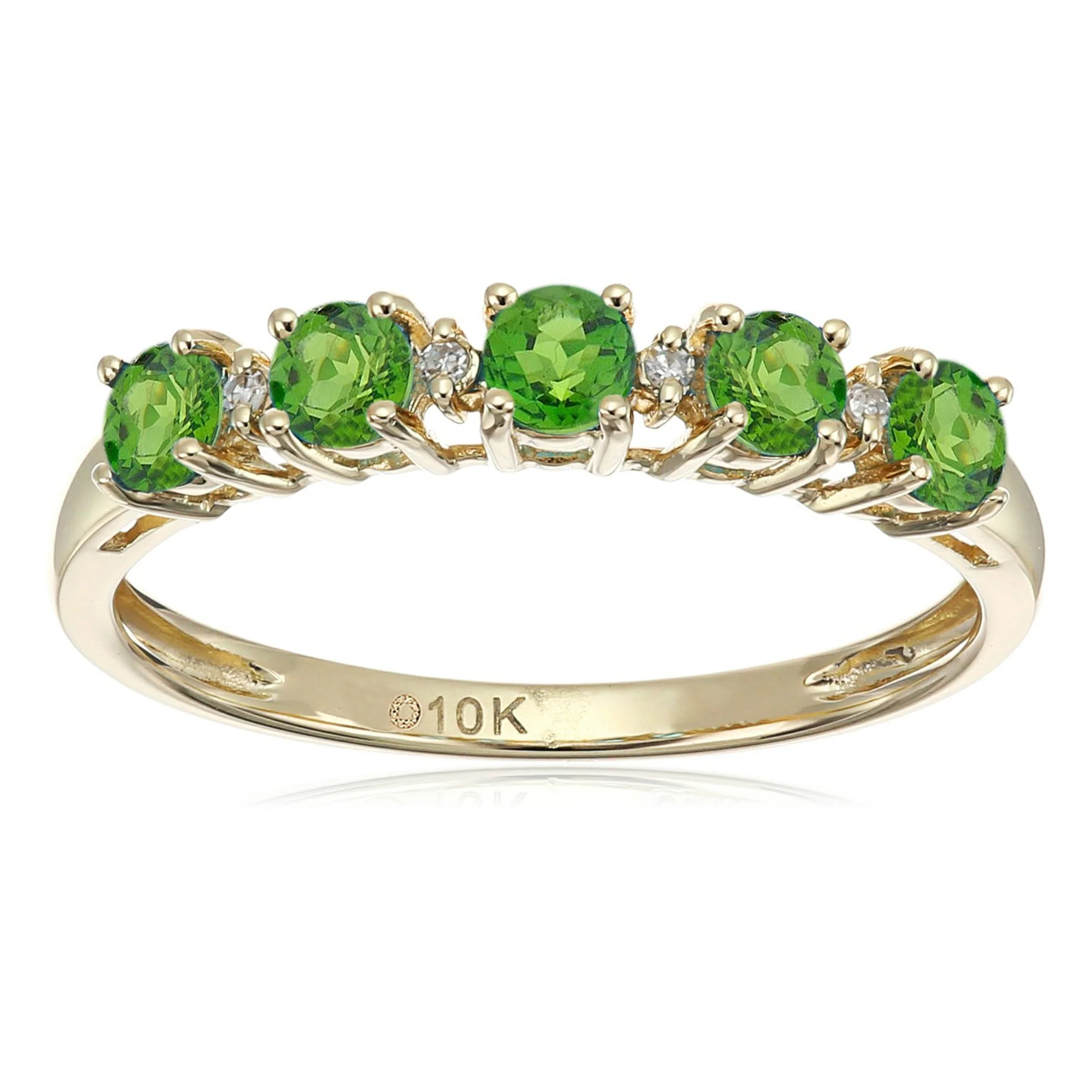 Gilded Lane 10K Gold 5-Stone Gem & Diamond Accent Band Ring - Image 3