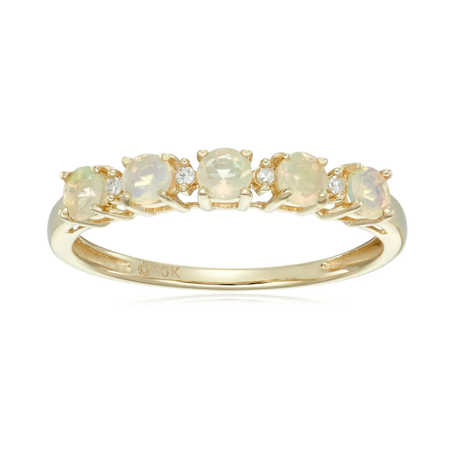 Gilded Lane 10K Gold 5-Stone Gem & Diamond Accent Band Ring - Image 4