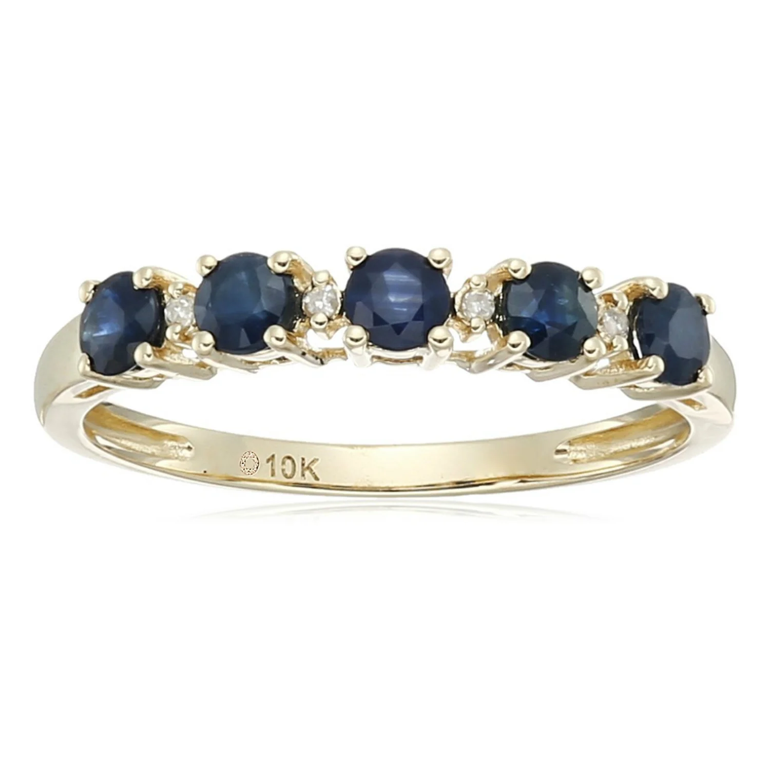 Gilded Lane 10K Gold 5-Stone Gem & Diamond Accent Band Ring - Image 6