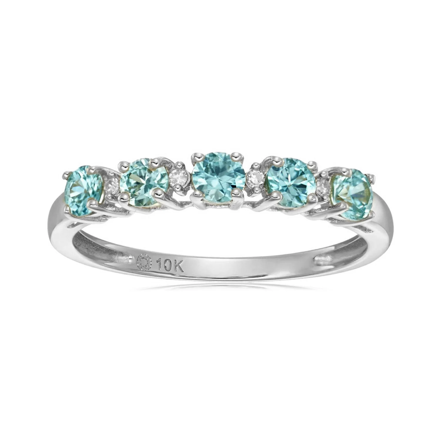 Gilded Lane 10K Gold 5-Stone Gem & Diamond Accent Band Ring - Image 7