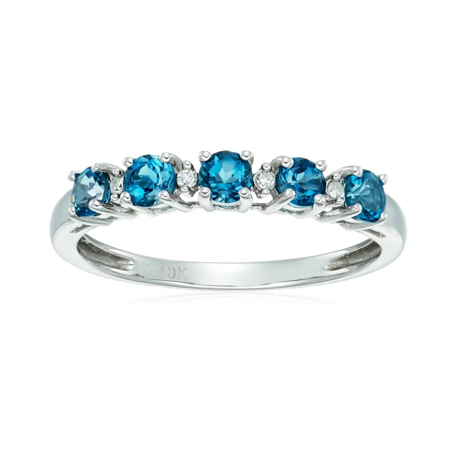 Gilded Lane 10K Gold 5-Stone Gem & Diamond Accent Band Ring - Image 8