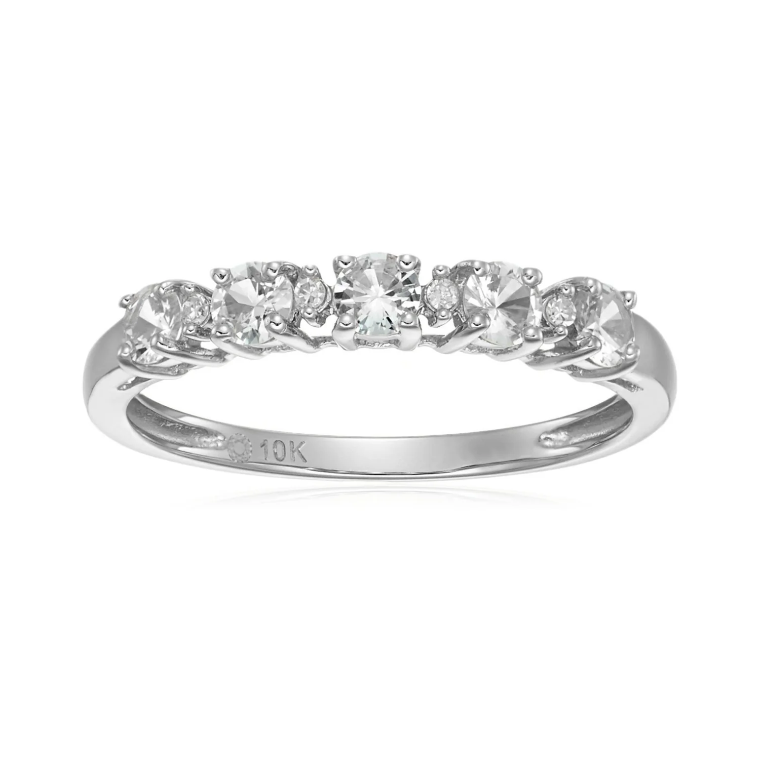 Gilded Lane 10K Gold 5-Stone Gem & Diamond Accent Band Ring - Image 9