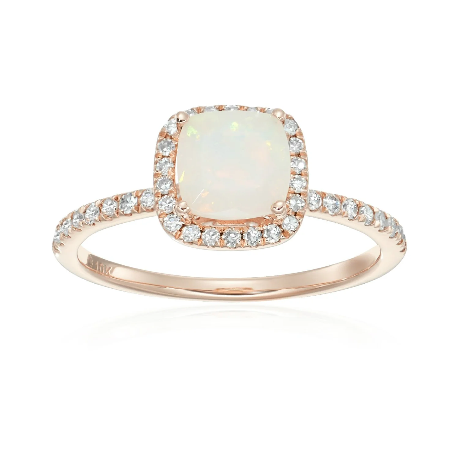 Gilded Lane 10K Gold 6.5mm Cushion Cut Gem & Diamond Ring - Image 10