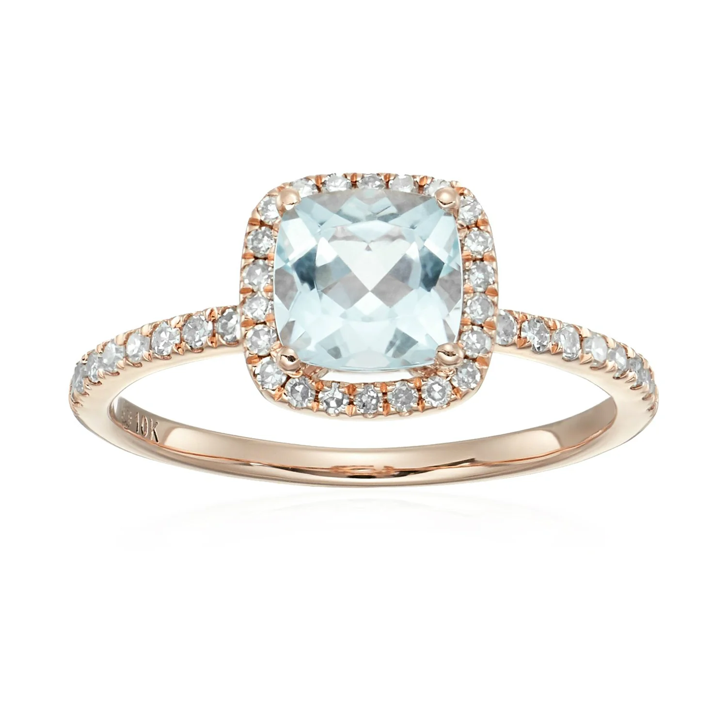 Gilded Lane 10K Gold 6.5mm Cushion Cut Gem & Diamond Ring - Image 11
