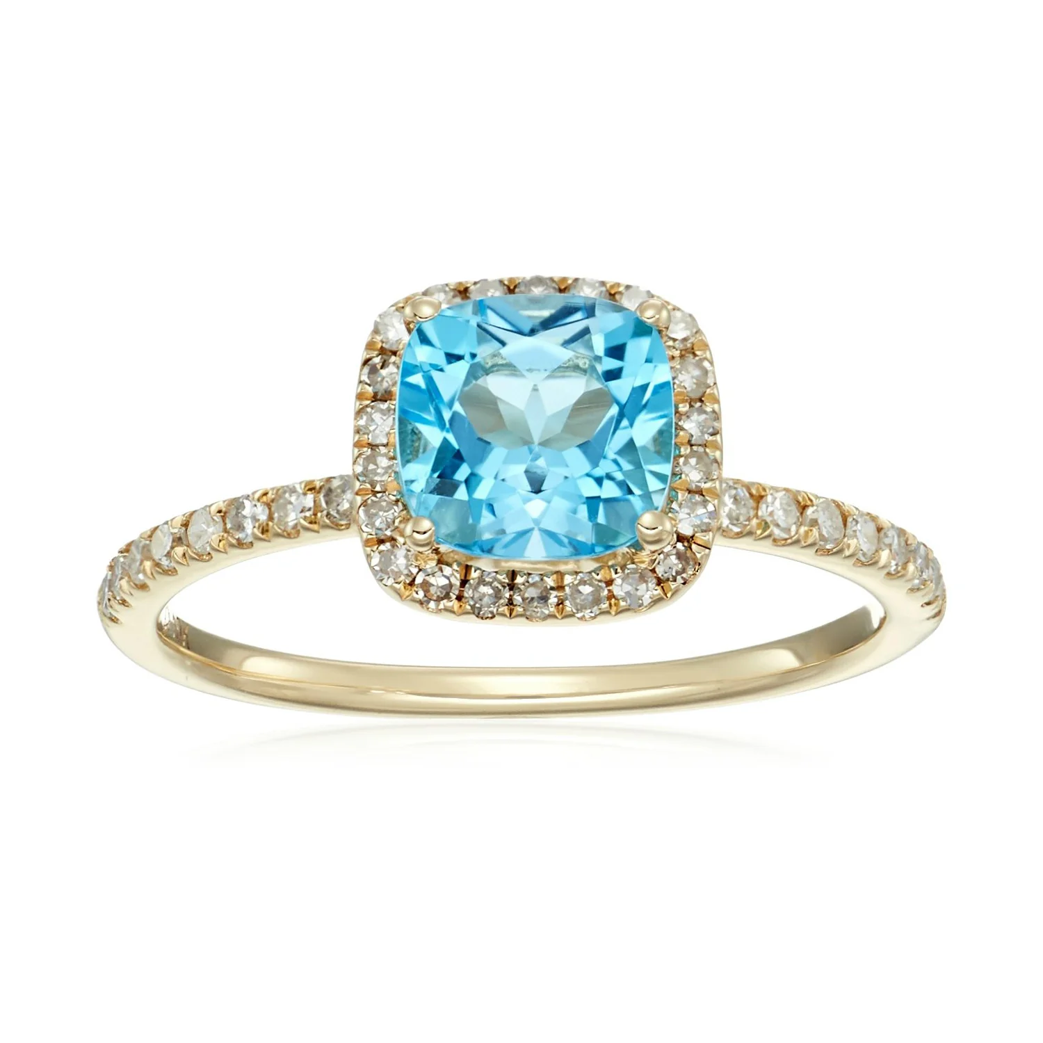 Gilded Lane 10K Gold 6.5mm Cushion Cut Gem & Diamond Ring - Image 3