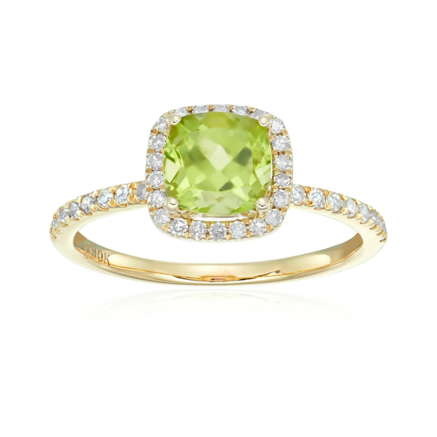 Gilded Lane 10K Gold 6.5mm Cushion Cut Gem & Diamond Ring - Image 4