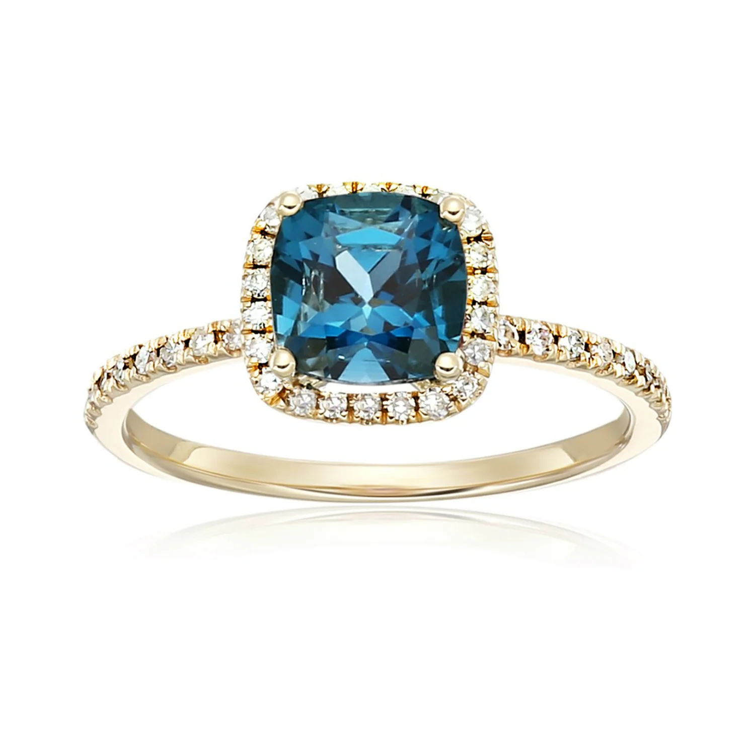 Gilded Lane 10K Gold 6.5mm Cushion Cut Gem & Diamond Ring - Image 5