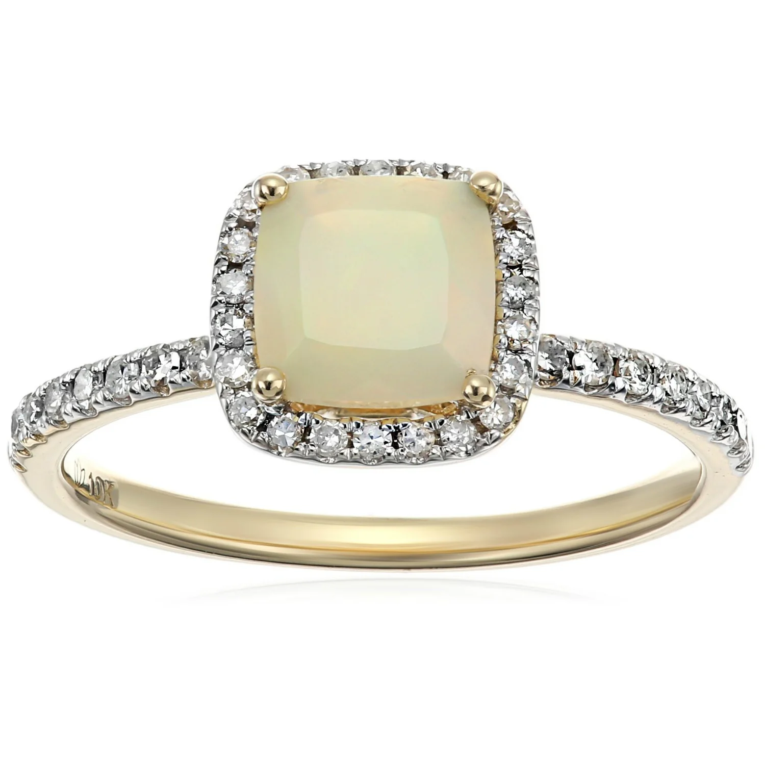 Gilded Lane 10K Gold 6.5mm Cushion Cut Gem & Diamond Ring - Image 6