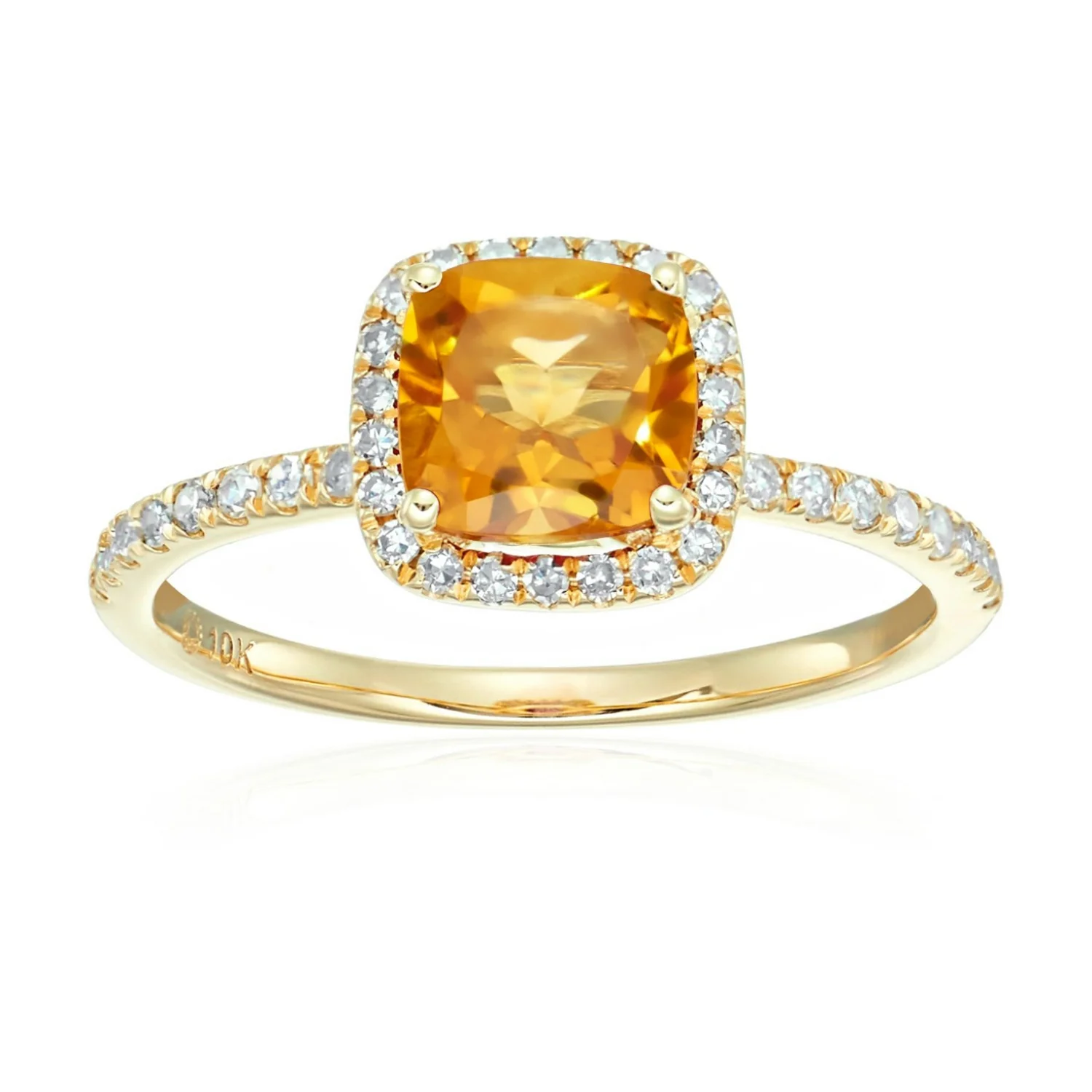 Gilded Lane 10K Gold 6.5mm Cushion Cut Gem & Diamond Ring - Image 7