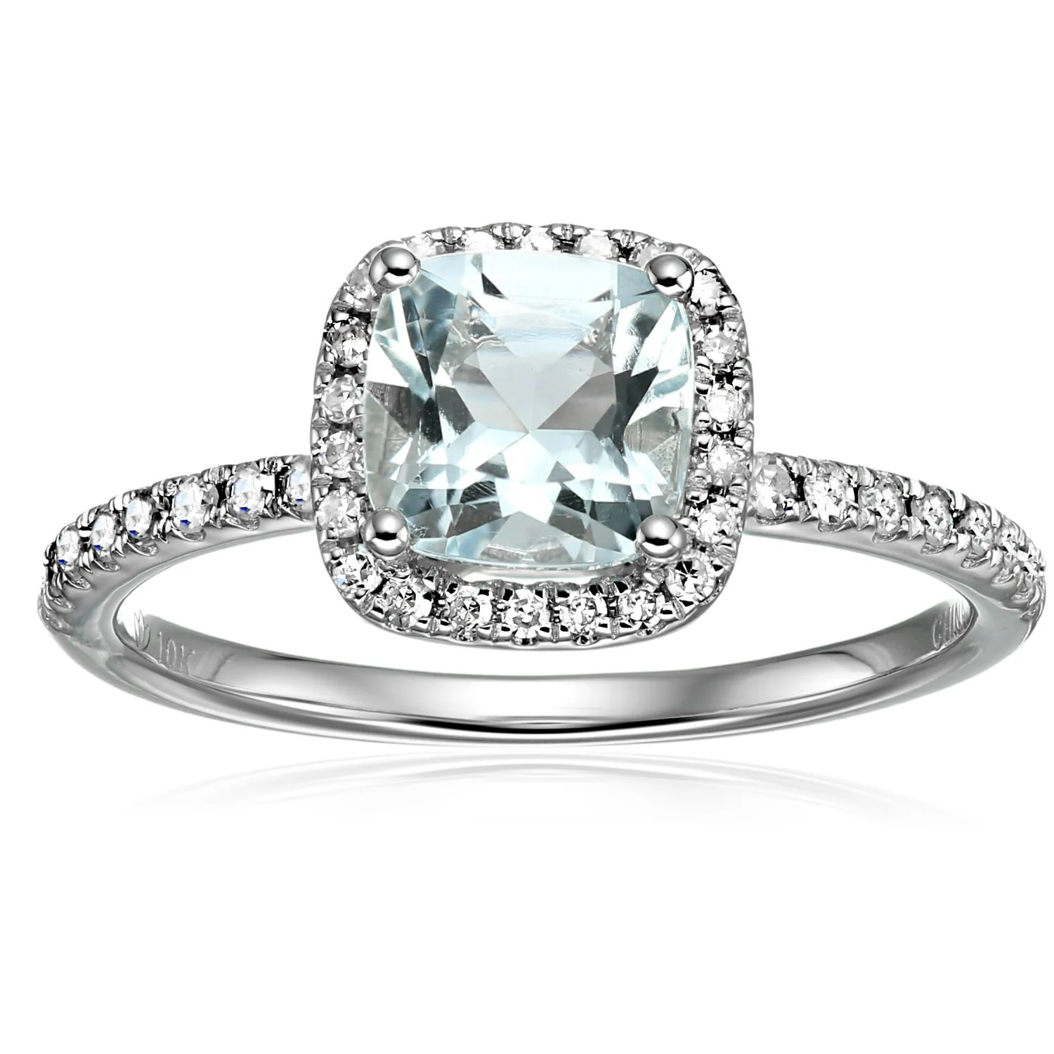 Gilded Lane 10K Gold 6.5mm Cushion Cut Gem & Diamond Ring - Image 8
