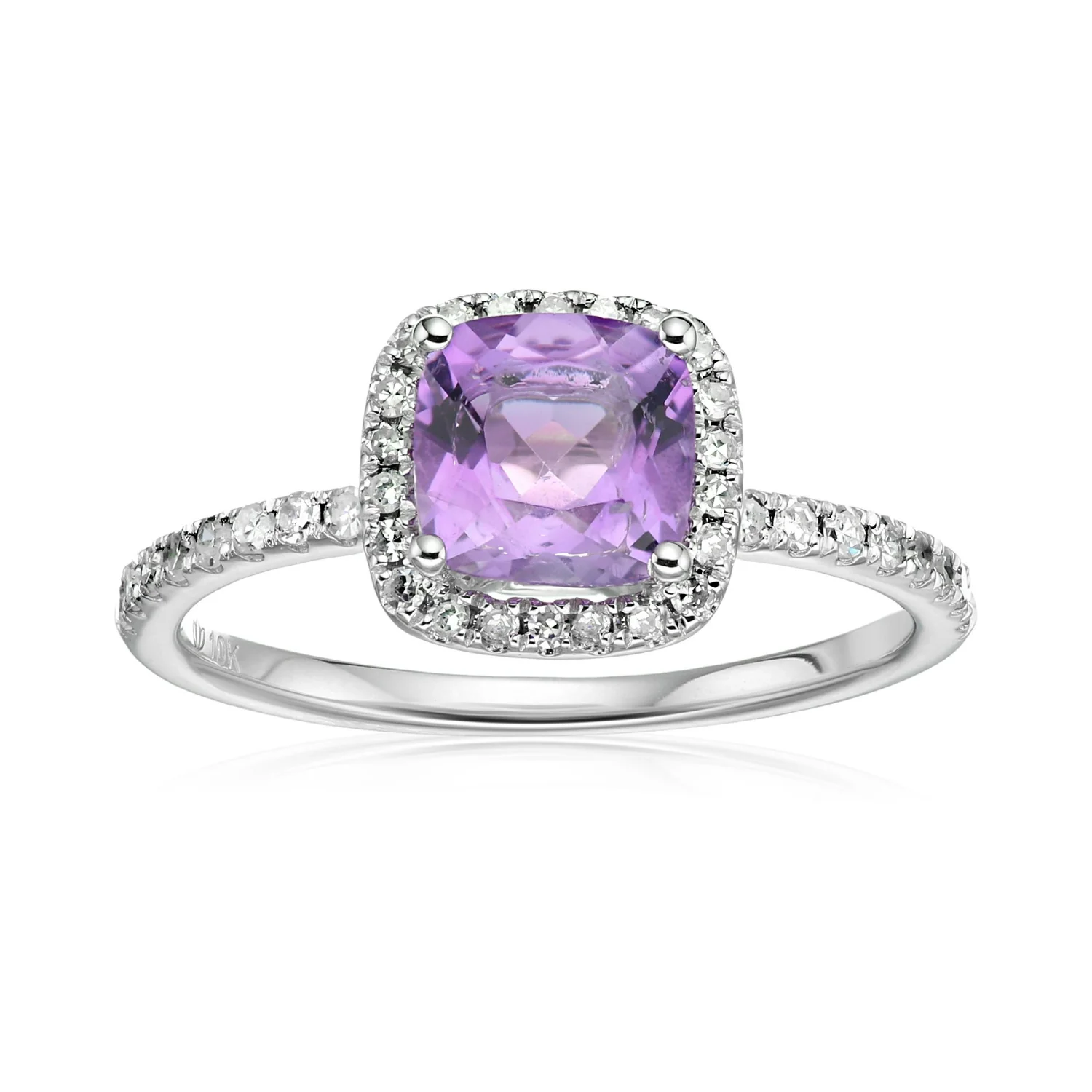 Gilded Lane 10K Gold 6.5mm Cushion Cut Gem & Diamond Ring - Image 9
