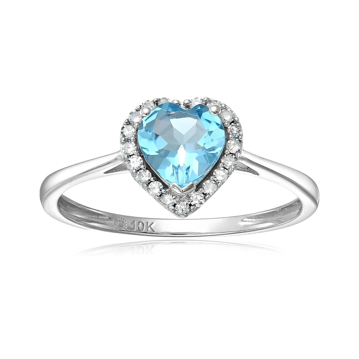 Gilded Lane 10K Gold 6mm Heart-Shaped Gem & Diamond Ring - Image 2