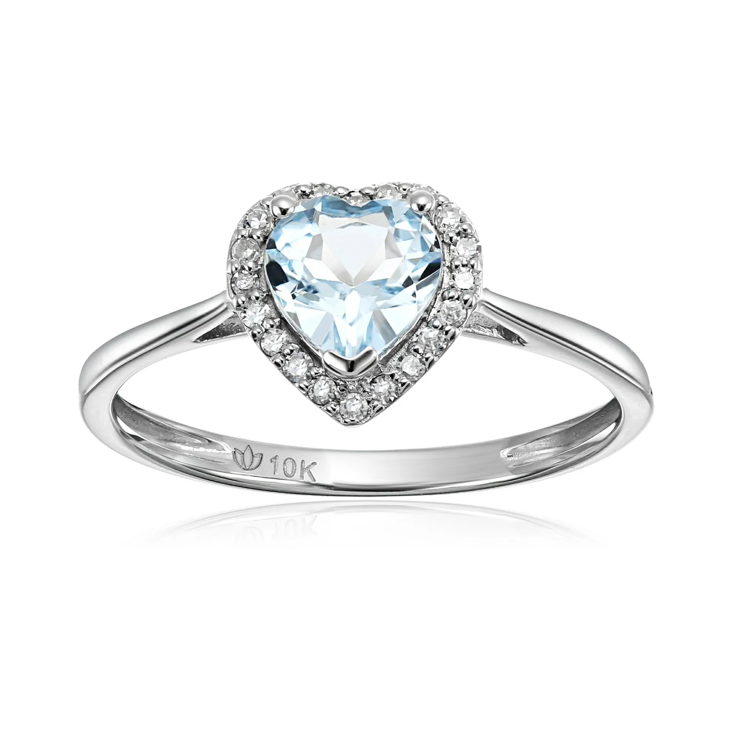 Gilded Lane 10K Gold 6mm Heart-Shaped Gem & Diamond Ring - Image 3