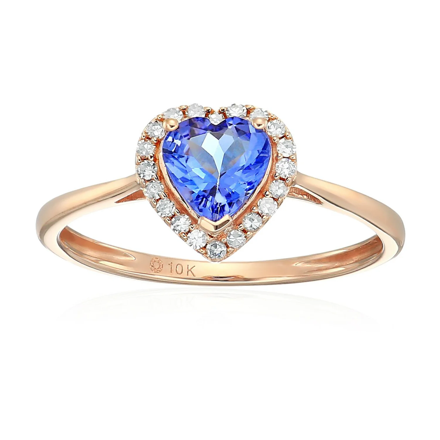 Gilded Lane 10K Gold 6mm Heart-Shaped Gem & Diamond Ring - Image 4