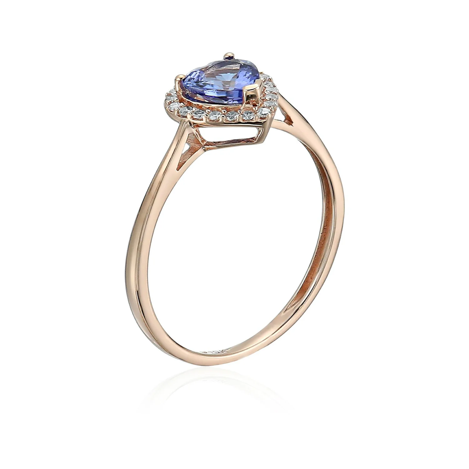 Gilded Lane 10K Gold 6mm Heart-Shaped Gem & Diamond Ring - Image 5