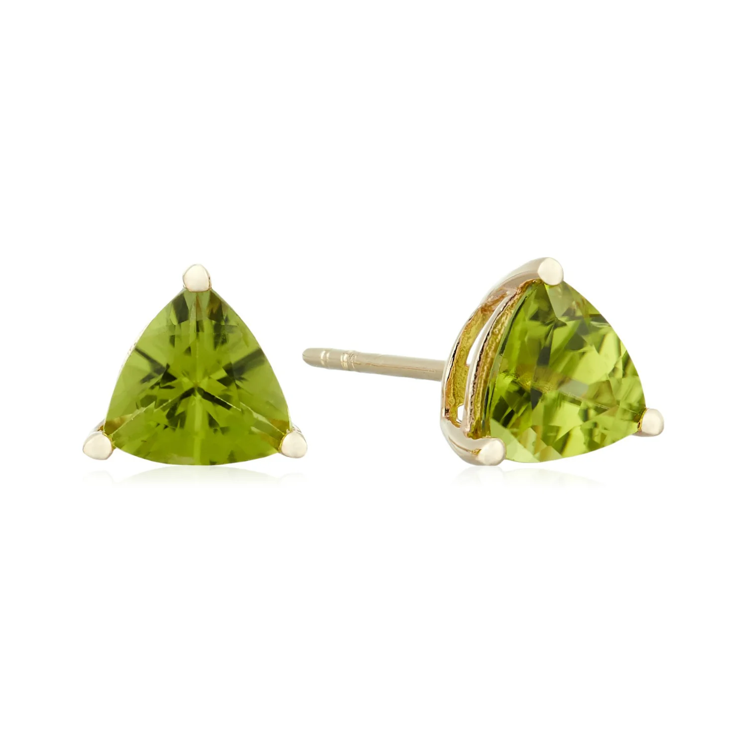 Gilded Lane 10K Gold 6mm Trillion Gemstone Stud Earrings - Image 2