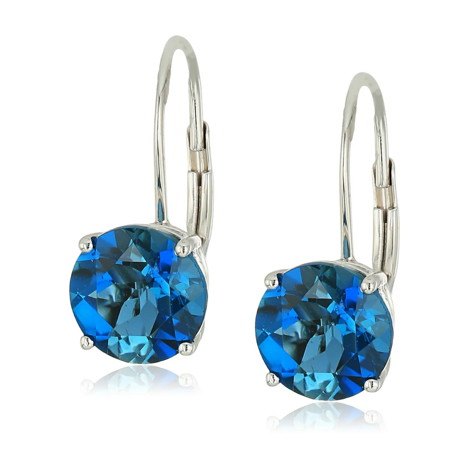 Gilded Lane 10K Gold 7mm Round Gemstone Drop Earrings - Image 11