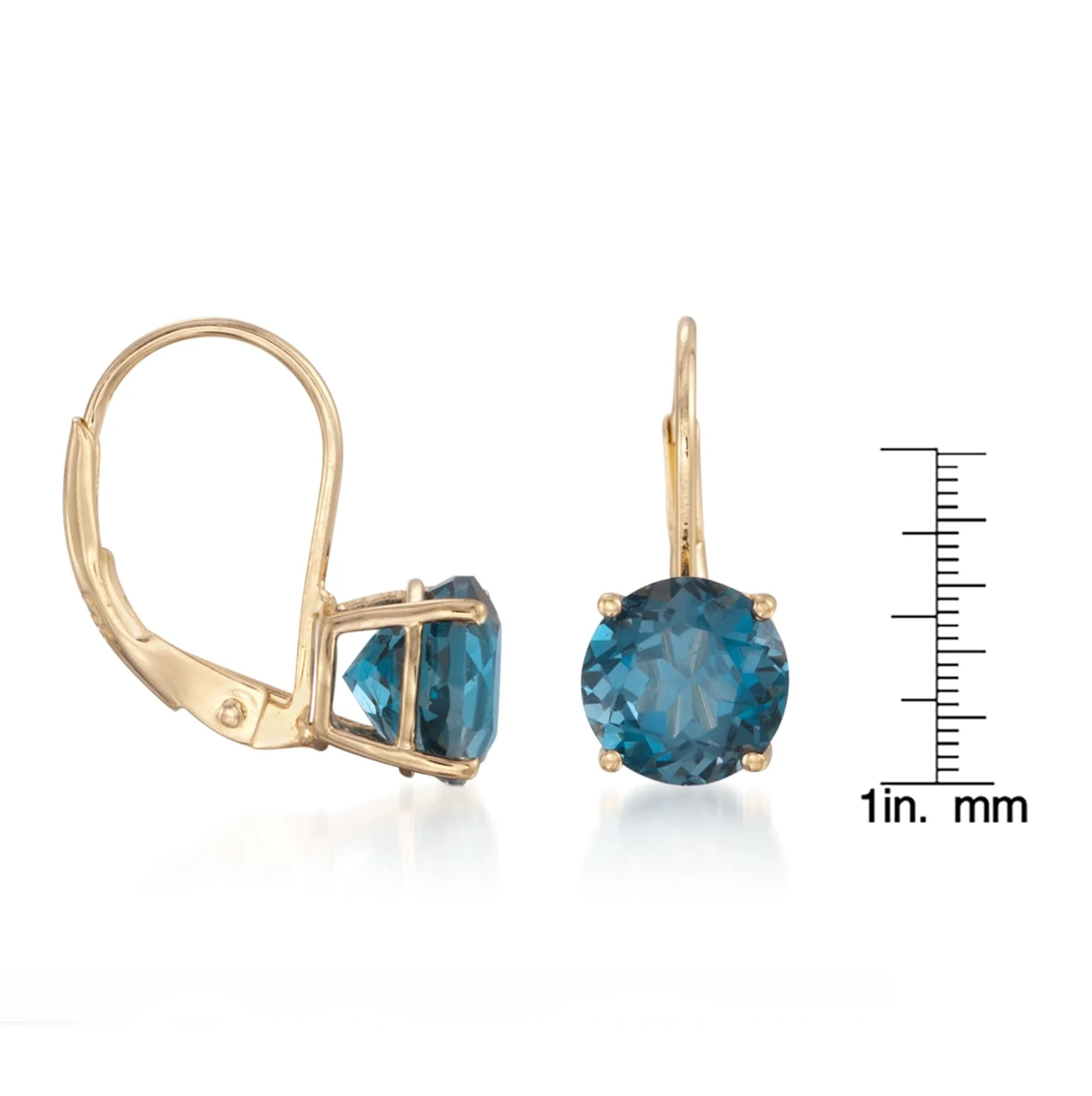 Gilded Lane 10K Gold 7mm Round Gemstone Drop Earrings - Image 17