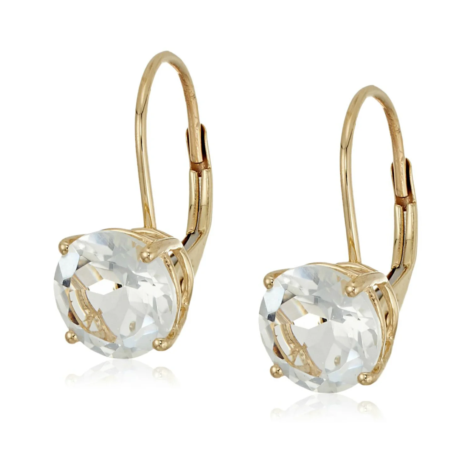 Gilded Lane 10K Gold 7mm Round Gemstone Drop Earrings - Image 2