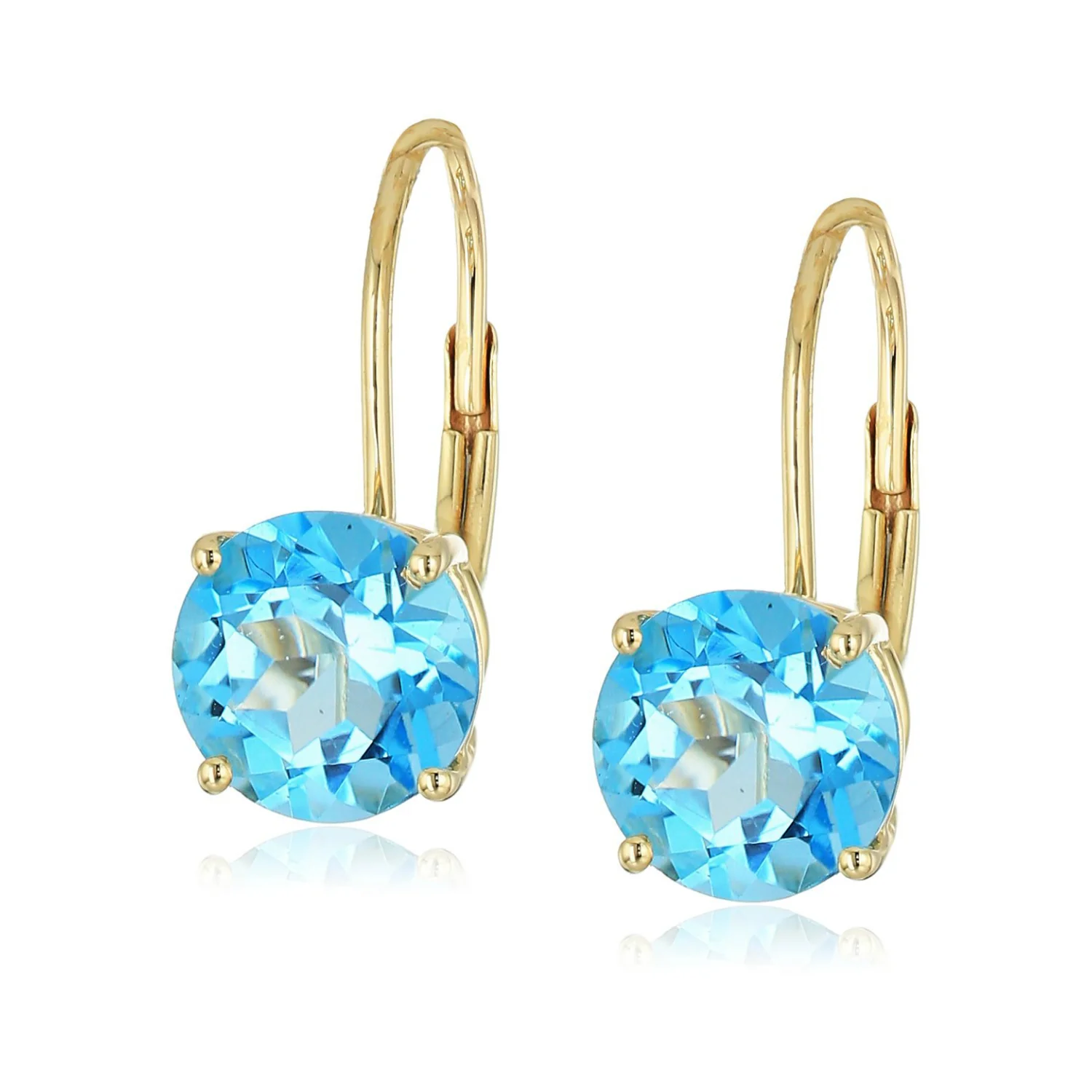 Gilded Lane 10K Gold 7mm Round Gemstone Drop Earrings - Image 3