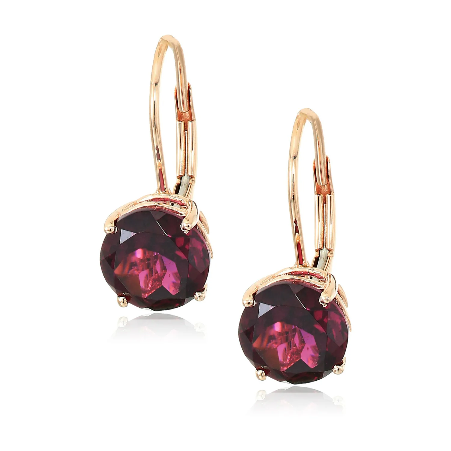Gilded Lane 10K Gold 7mm Round Gemstone Drop Earrings - Image 4