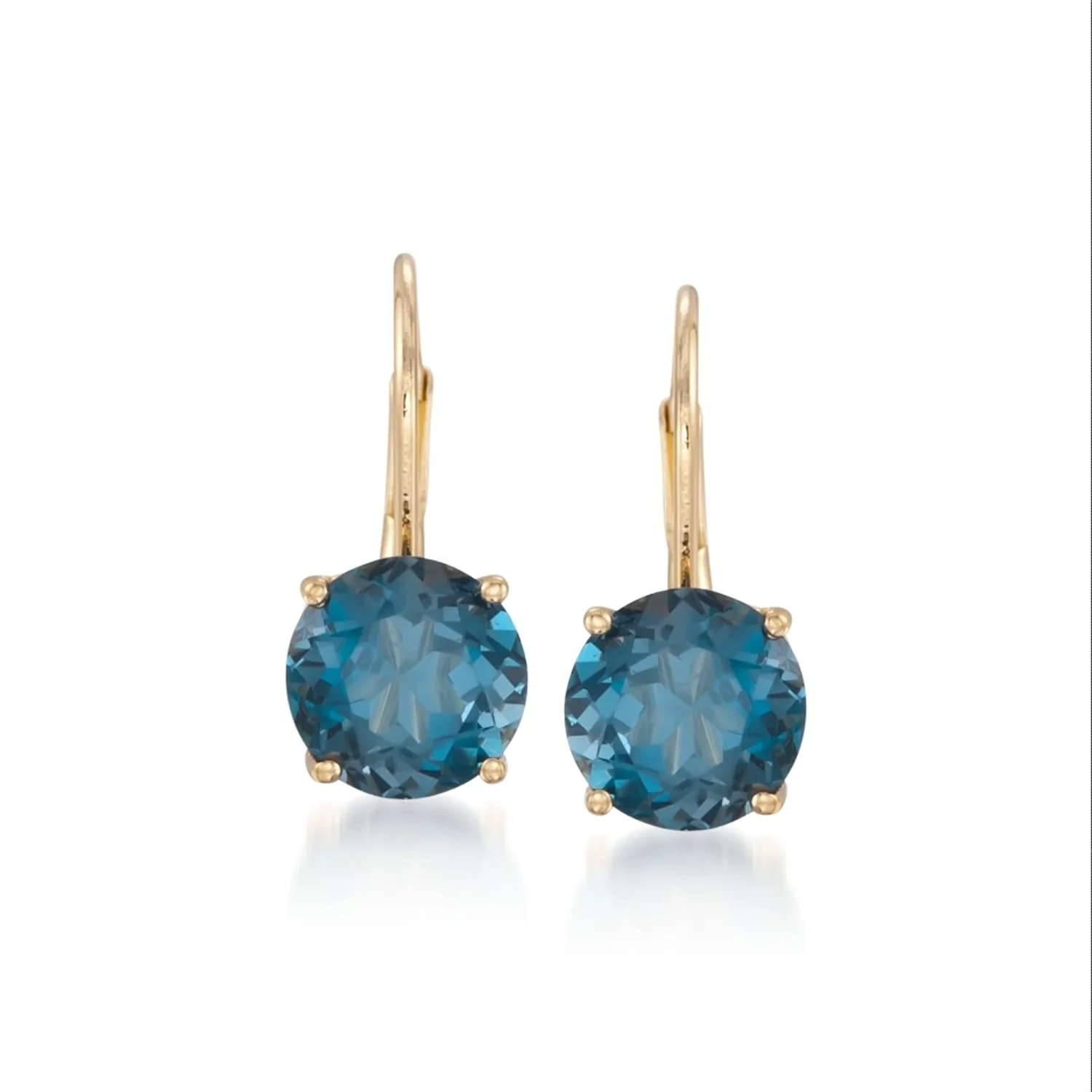 Gilded Lane 10K Gold 7mm Round Gemstone Drop Earrings - Image 5
