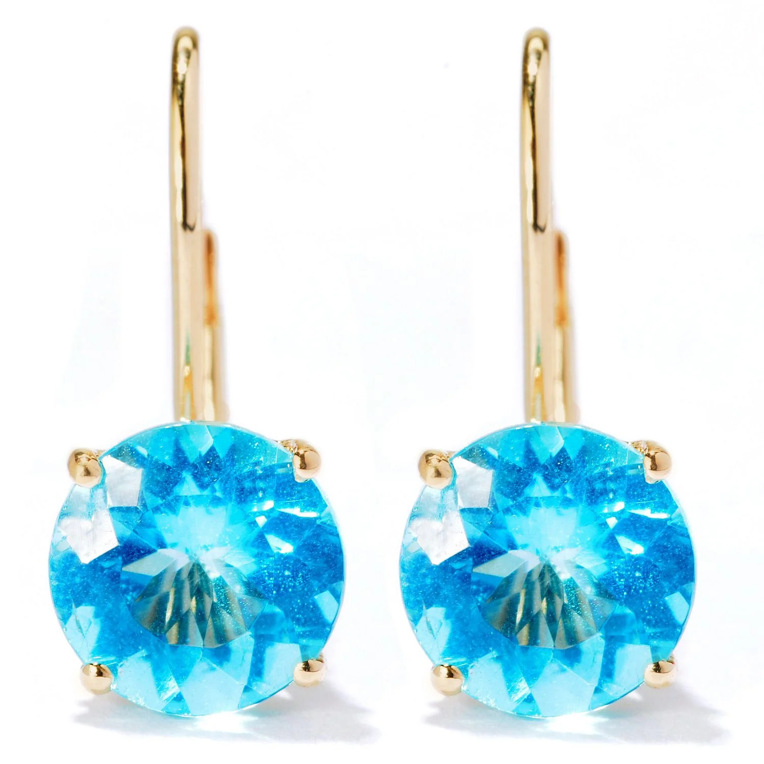 Gilded Lane 10K Gold 7mm Round Gemstone Drop Earrings - Image 7