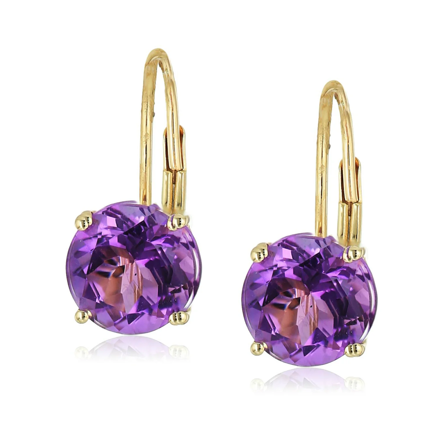 Gilded Lane 10K Gold 7mm Round Gemstone Drop Earrings - Image 8