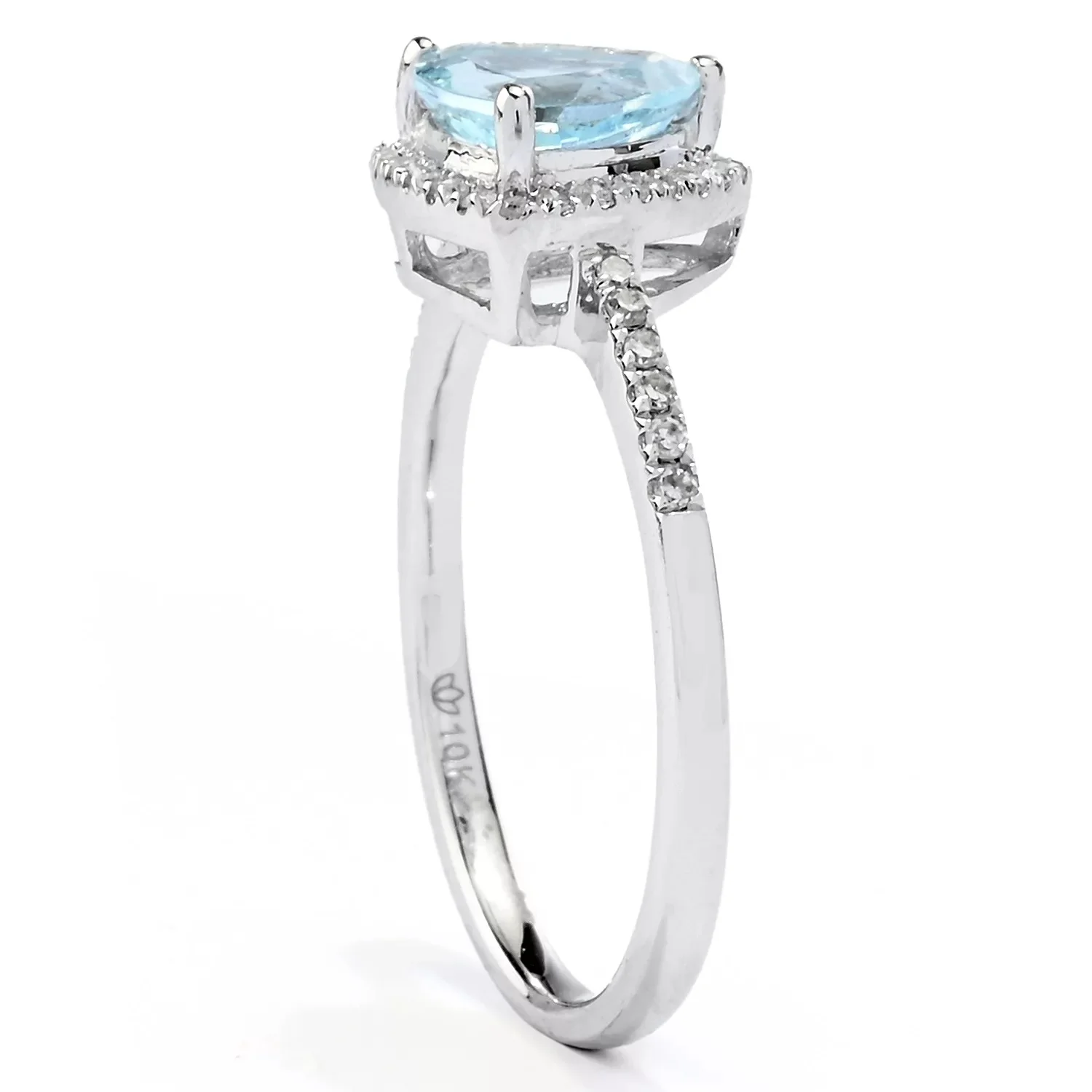 Gilded Lane 10K Gold 7mm Trillion Aquamarine & Diamond Ring - Image 2