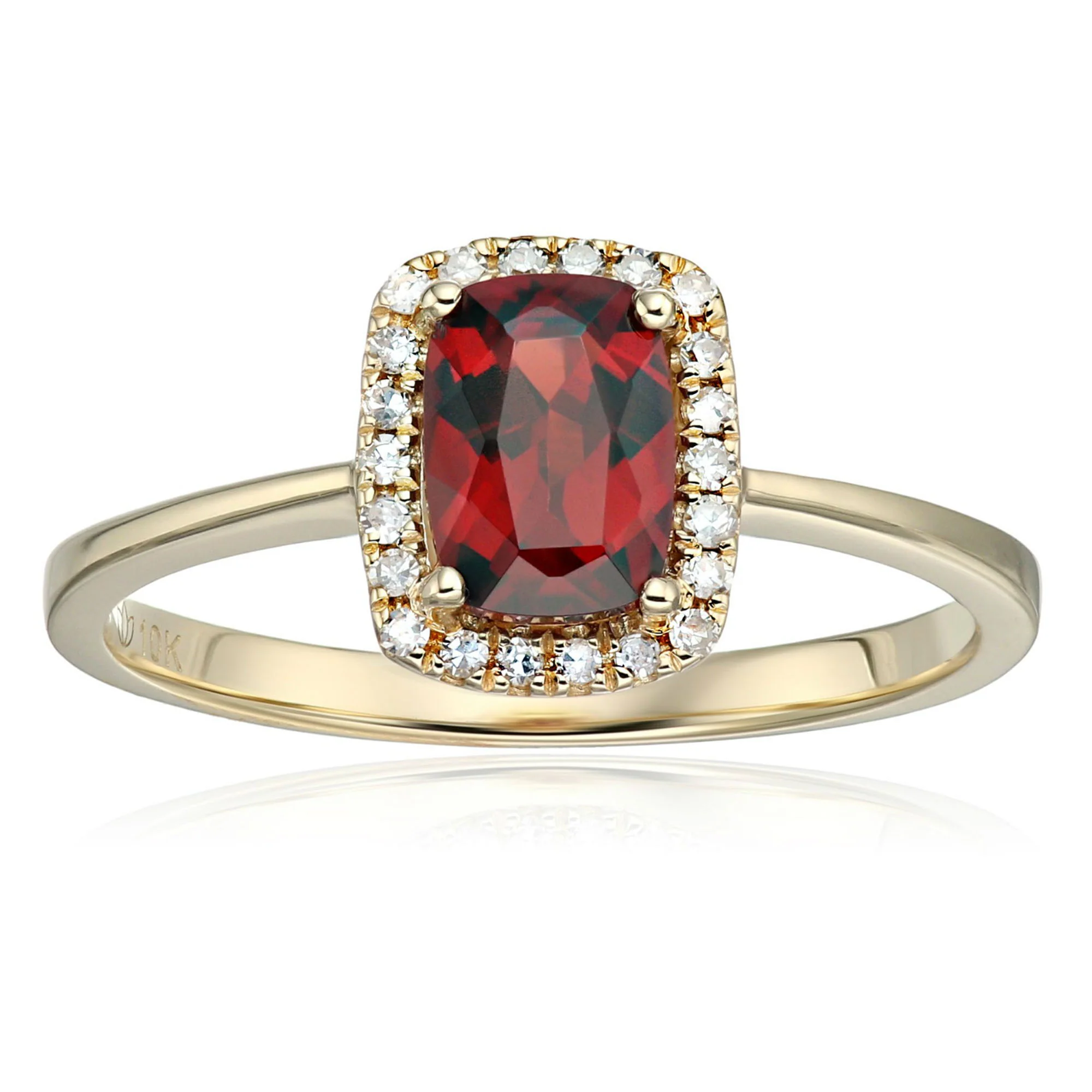 Gilded Lane 10K Gold 7x5mm Cushion-Cut Gem & Diamond Halo Ring - Image 2