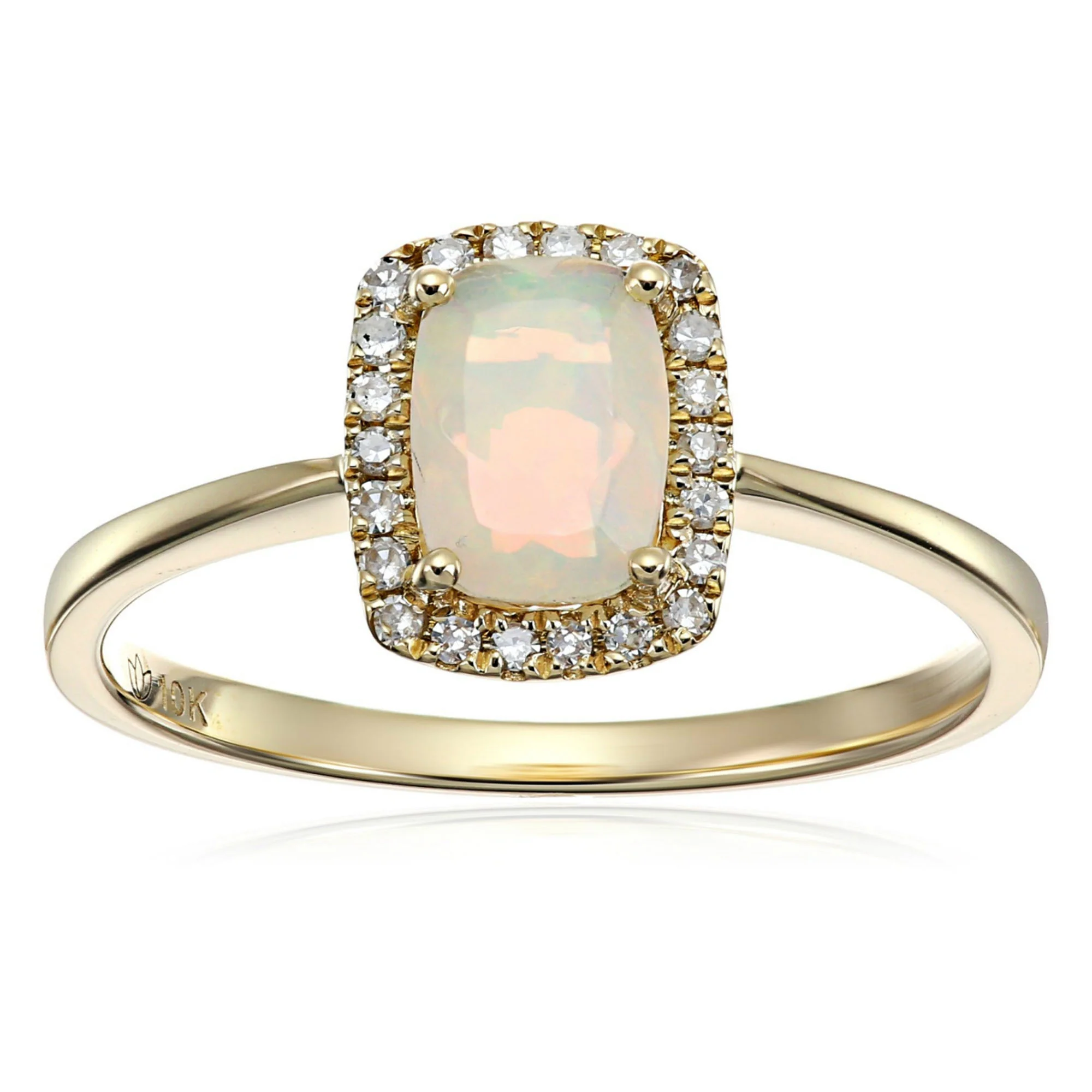 Gilded Lane 10K Gold 7x5mm Cushion-Cut Gem & Diamond Halo Ring - Image 3