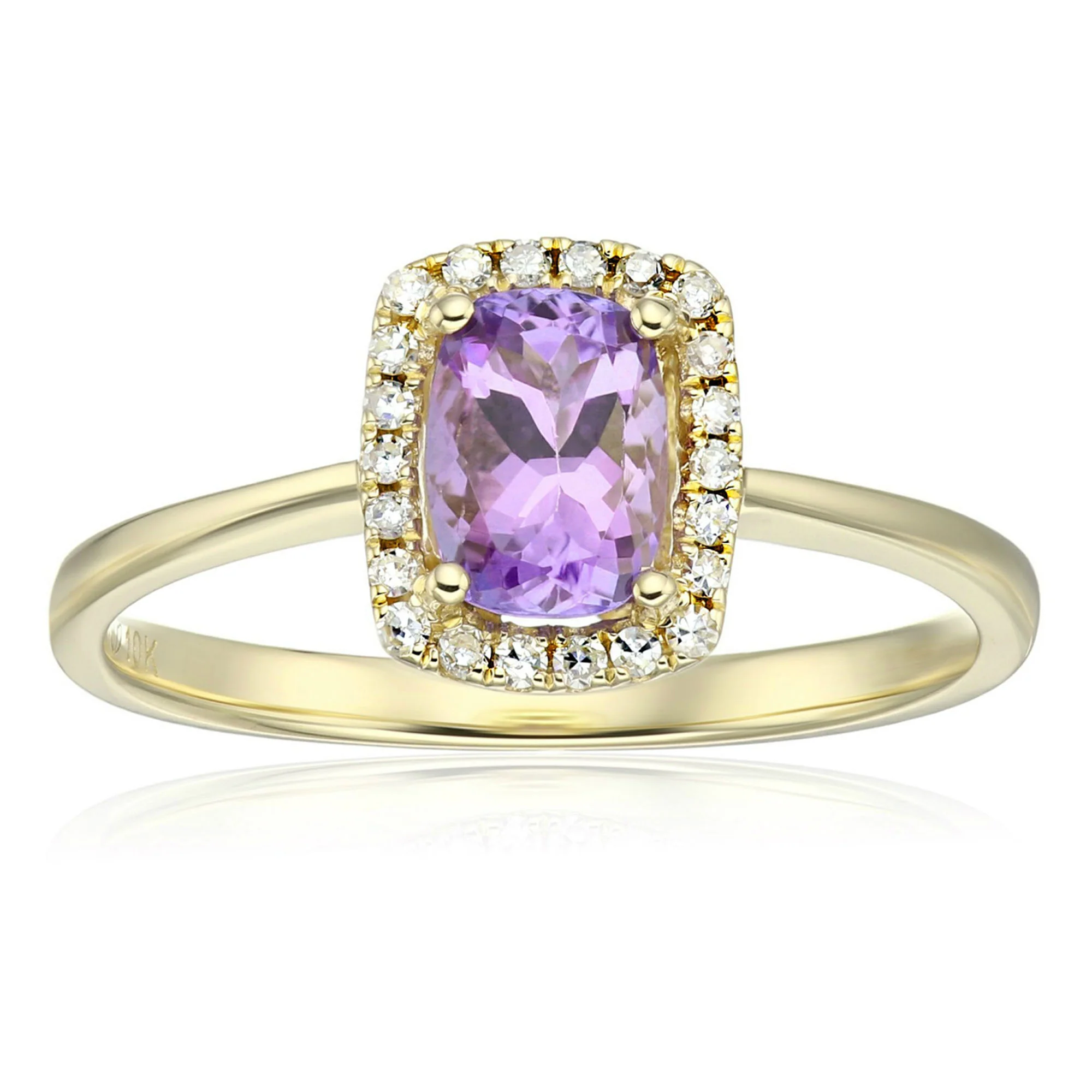Gilded Lane 10K Gold 7x5mm Cushion-Cut Gem & Diamond Halo Ring - Image 5