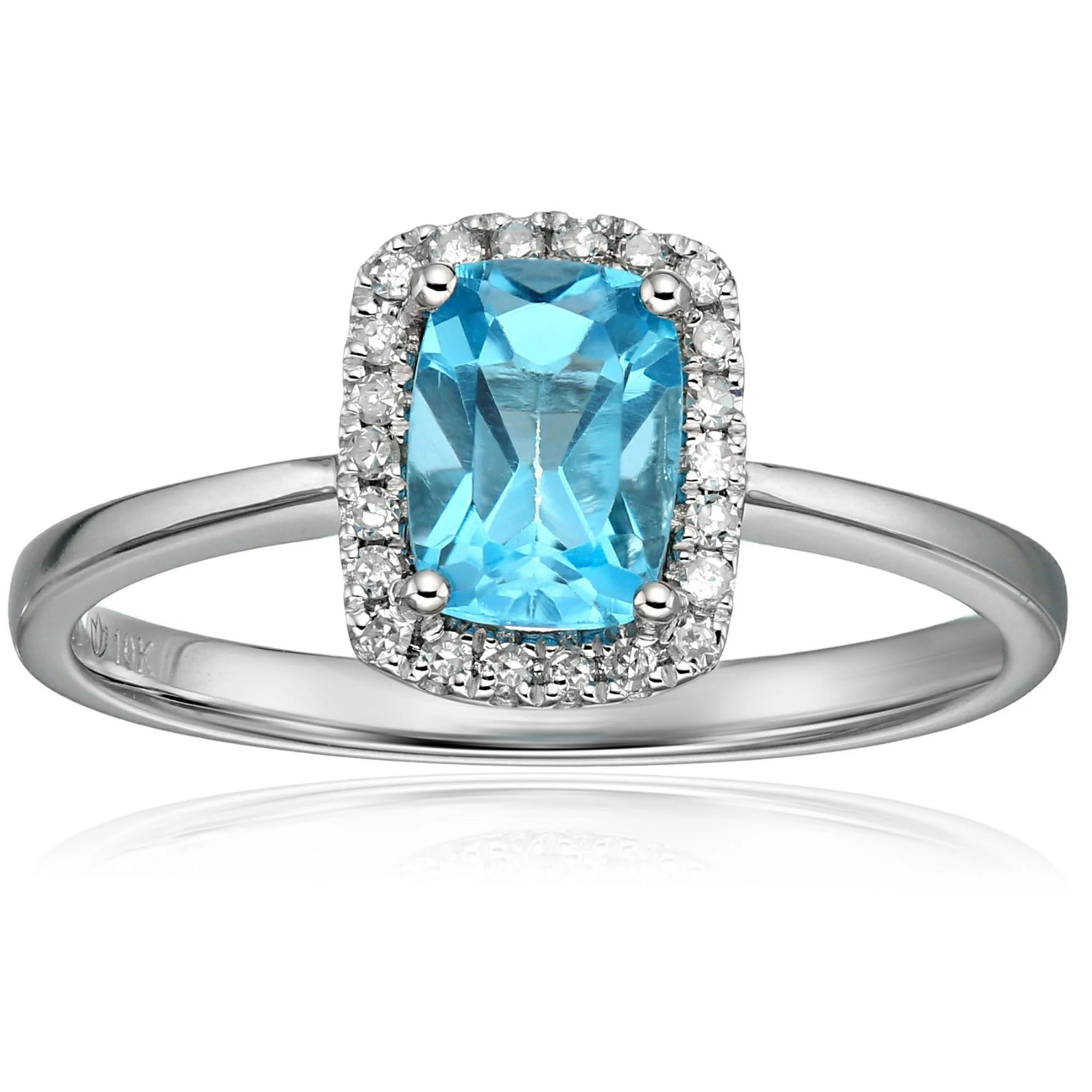 Gilded Lane 10K Gold 7x5mm Cushion-Cut Gem & Diamond Halo Ring - Image 6