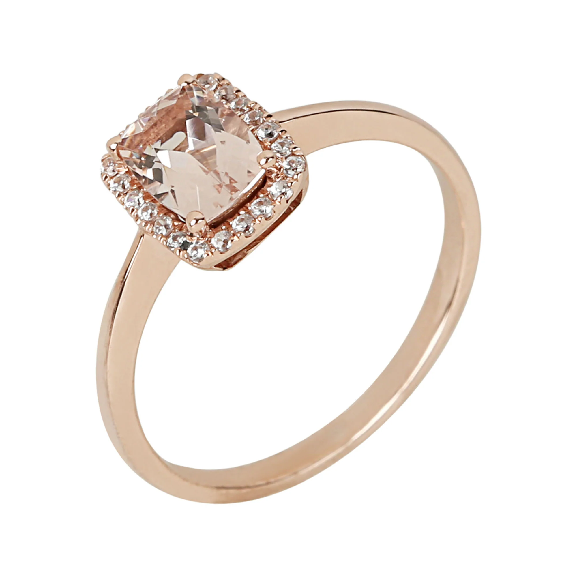 Gilded Lane 10K Gold 7x5mm Cushion-Cut Gem & Diamond Halo Ring - Image 8