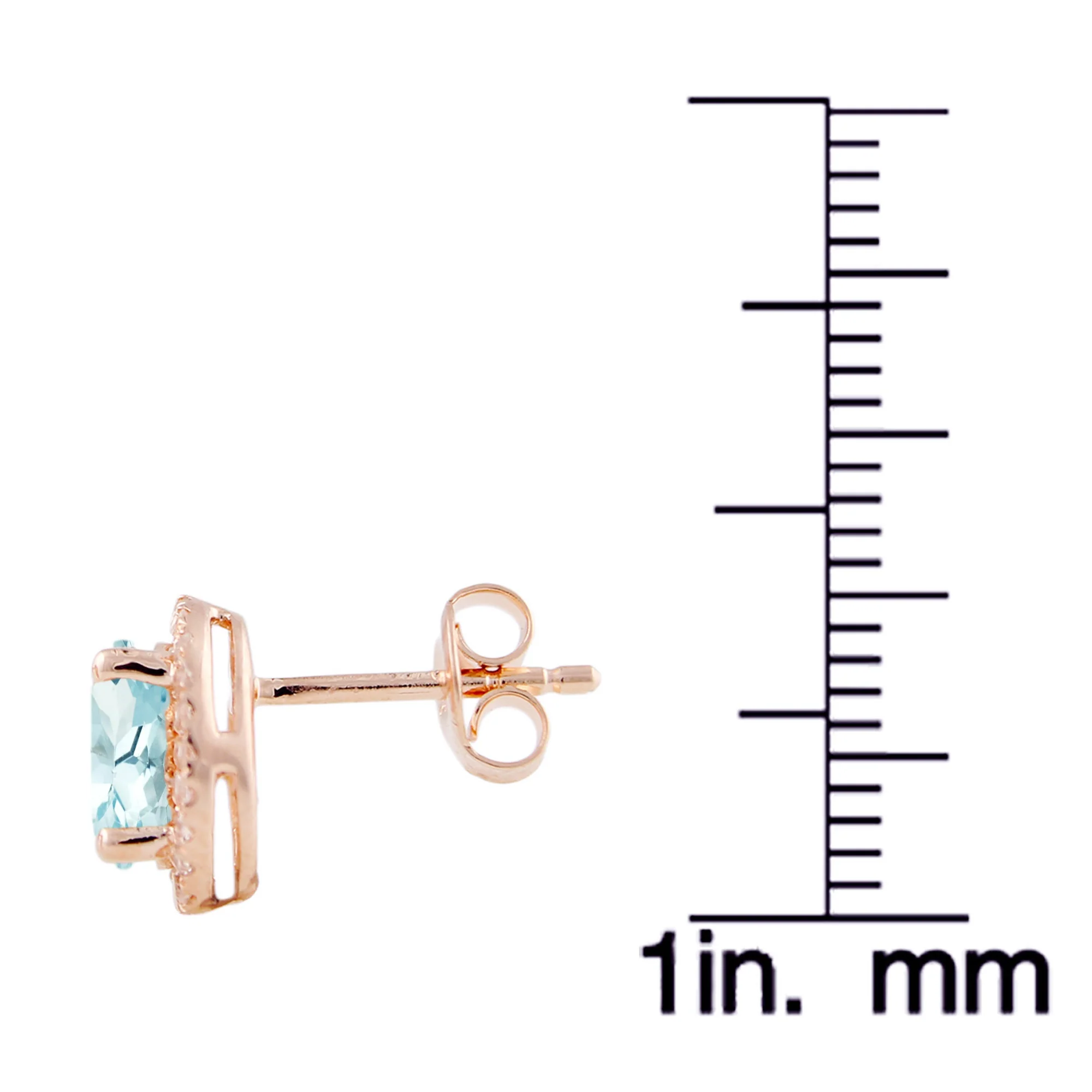 Gilded Lane 10K Gold 7x5mm Oval Gemstone Diamond Halo Stud Earrings - Image 12