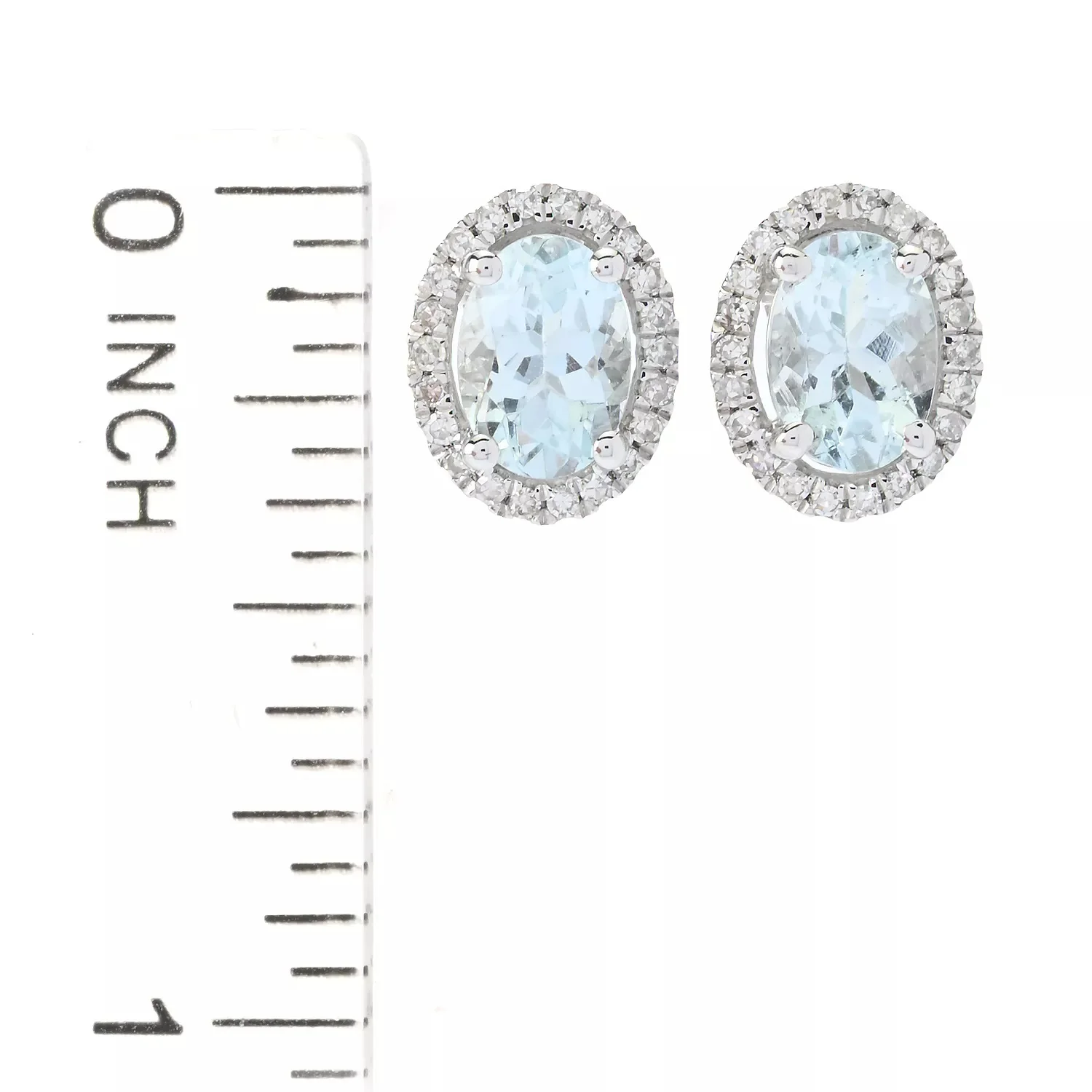 Gilded Lane 10K Gold 7x5mm Oval Gemstone Diamond Halo Stud Earrings - Image 13