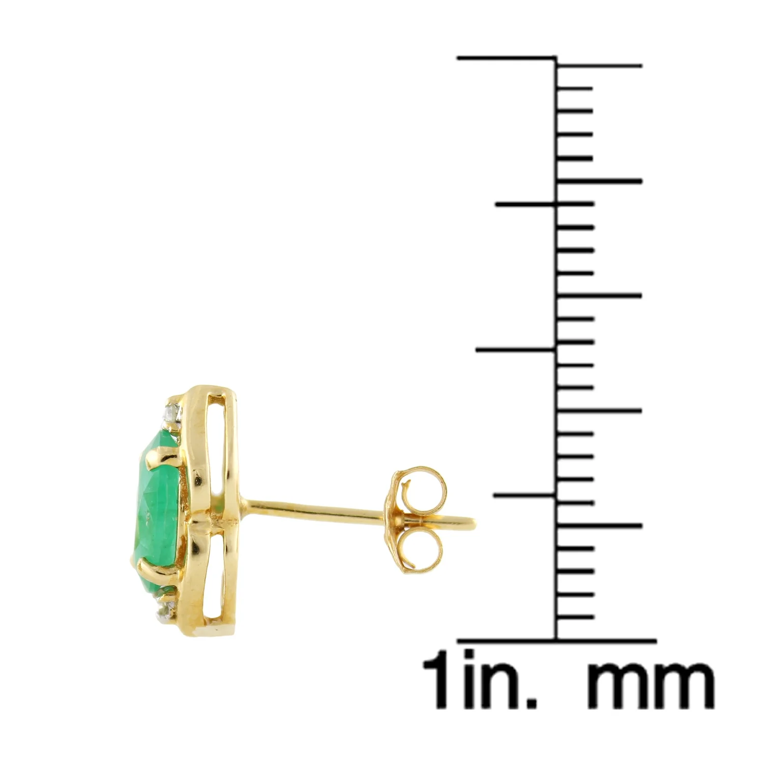 Gilded Lane 10K Gold 7x5mm Sakota Emerald & Diamond Stud Earrings - Image 3