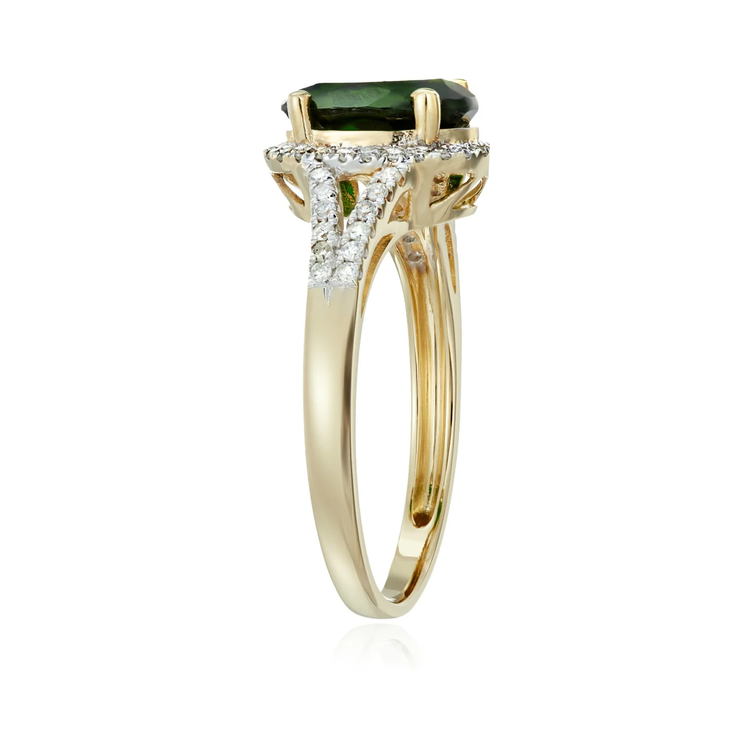 Gilded Lane 10K Gold 9x7mm Gem & Diamond Ring - Image 3