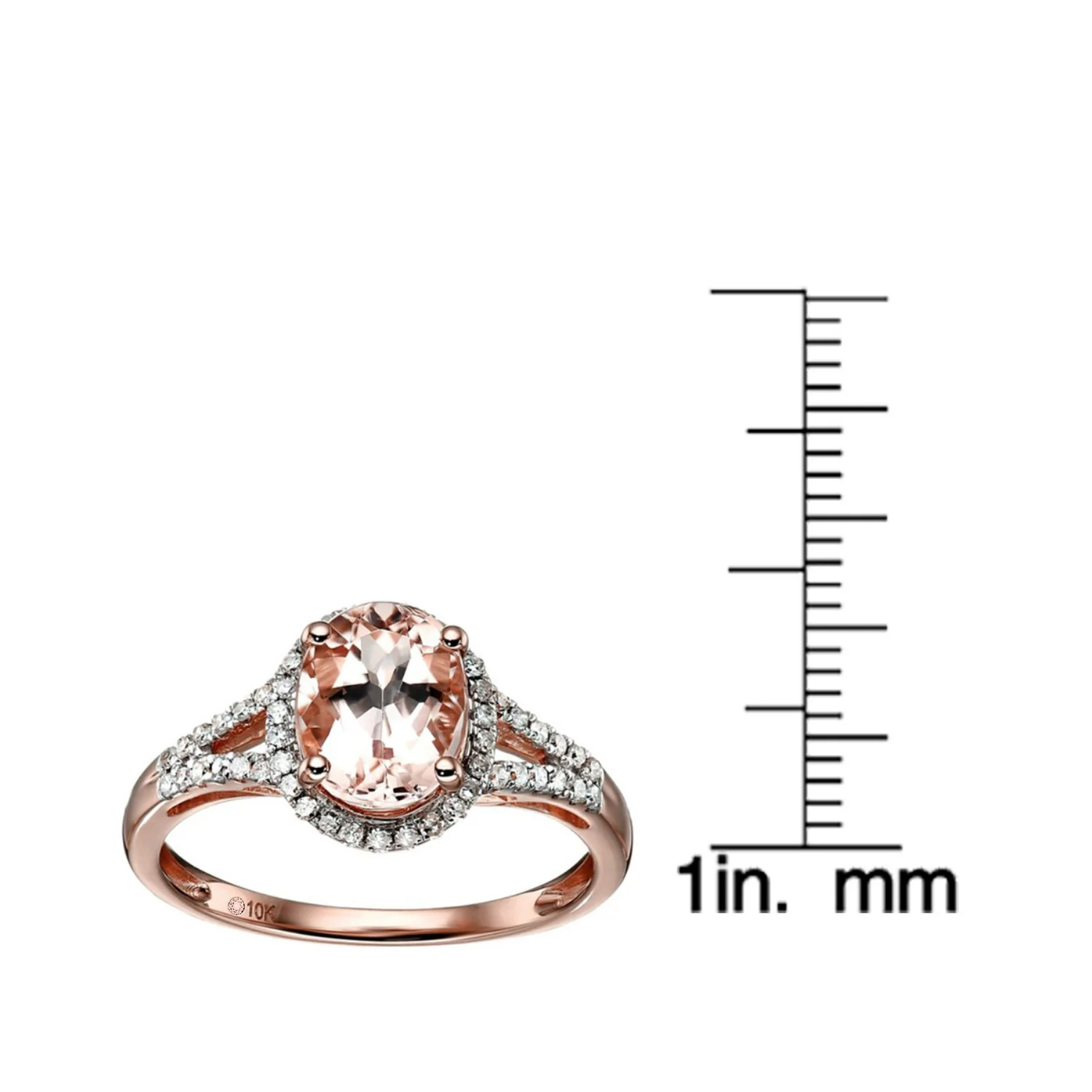 Gilded Lane 10K Gold 9x7mm Morganite & Ombre Diamond Ring - Image 3